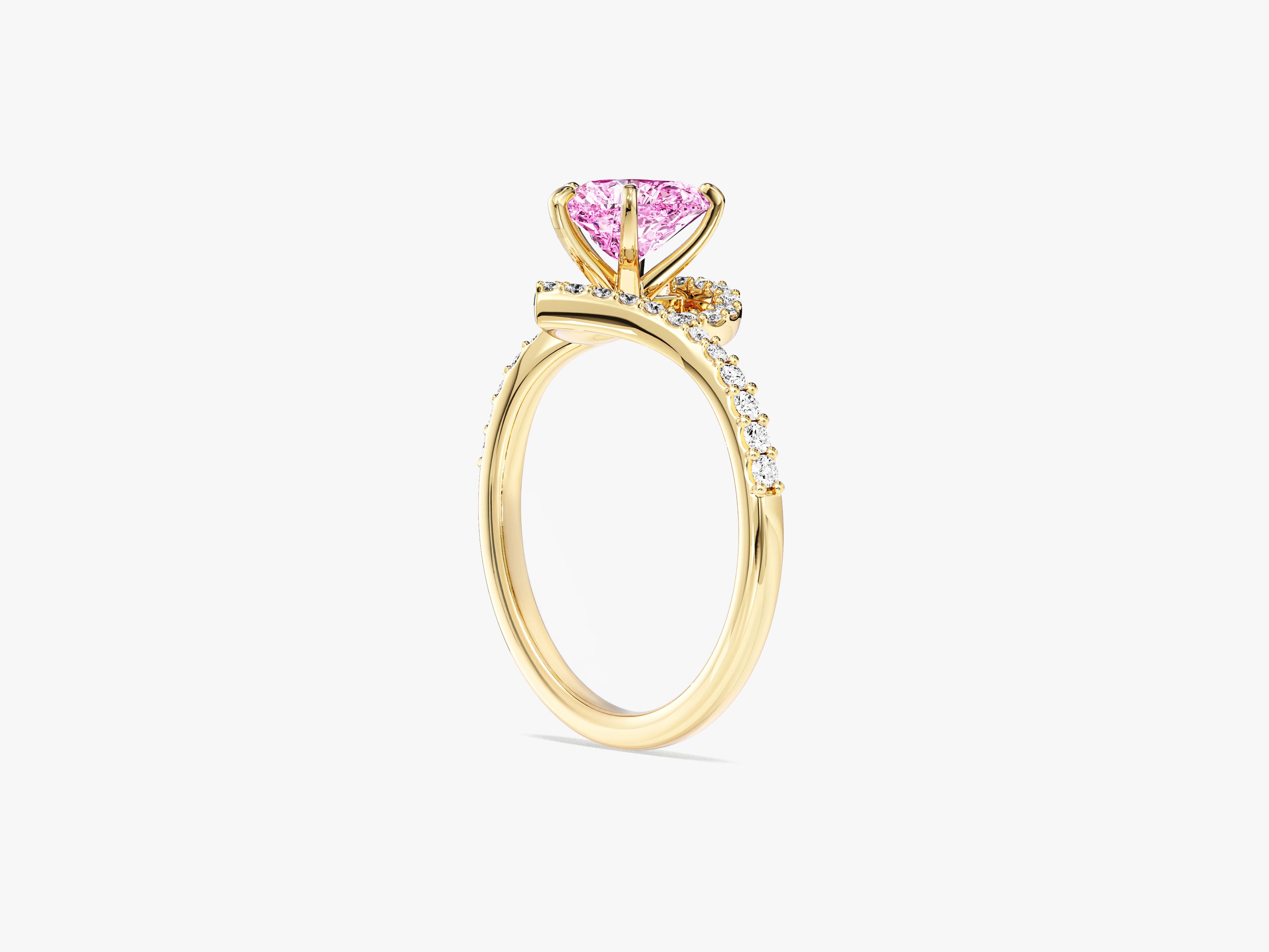 Halo Heart Gemstone Engagement Ring