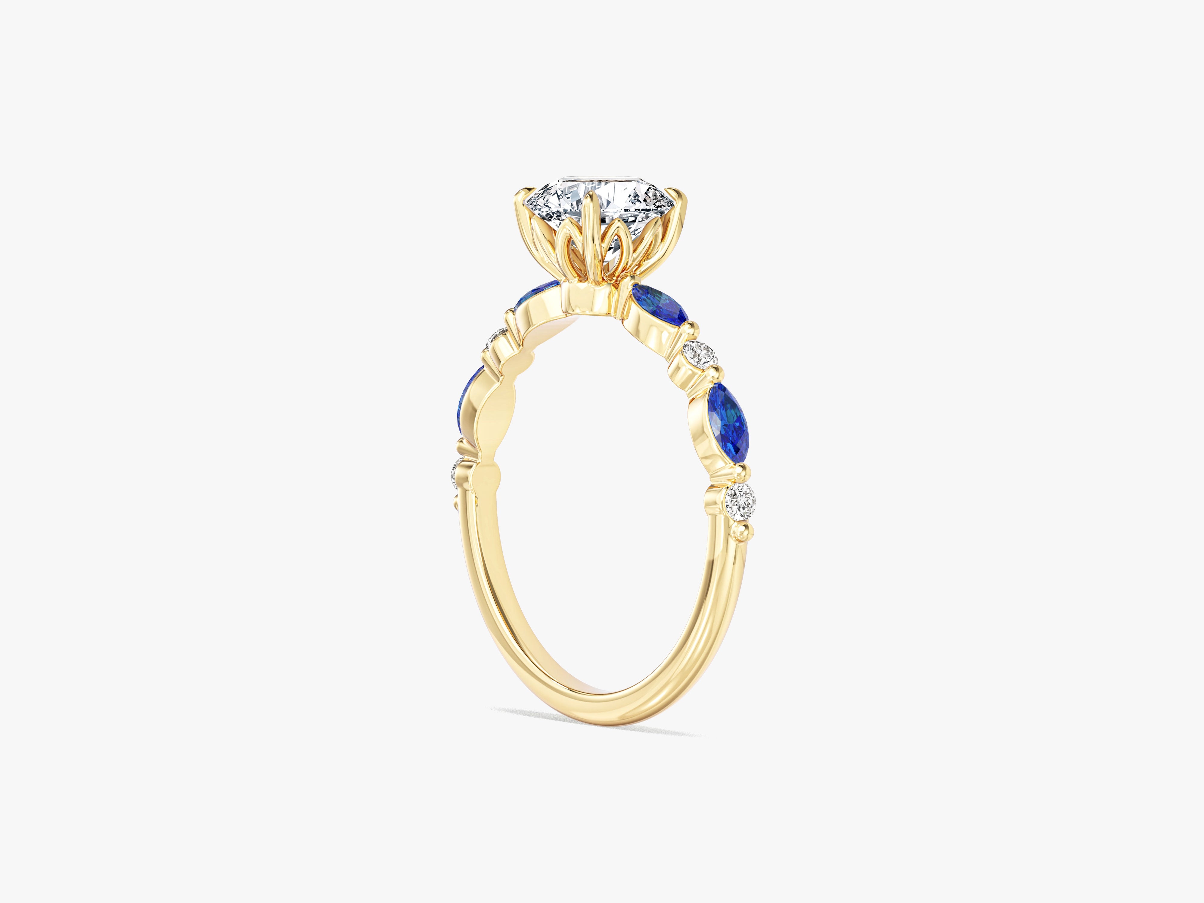 Alternating Gemstone Engagement Ring