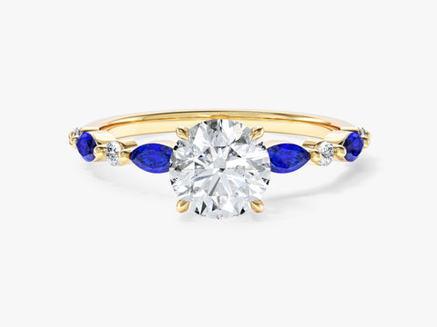 Alternating Gemstone Engagement Ring