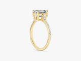 Sidestone Accent Emerald Cut Moissanite Engagement Ring