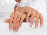 Chain Band Emerald Cut Moissanite Engagement Ring