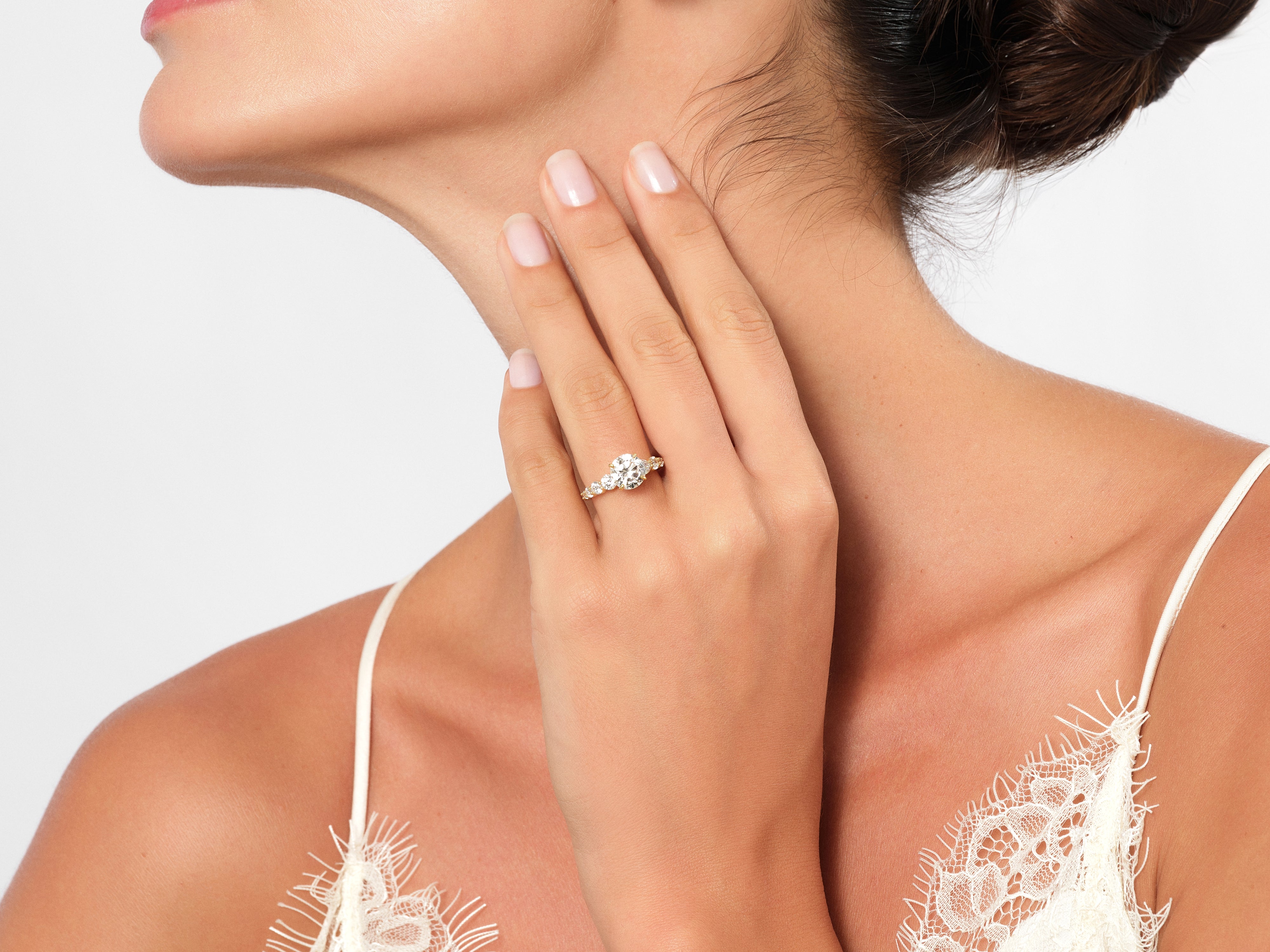 Shared Double Prong Round Lab Grown Diamond Engagement Ring
