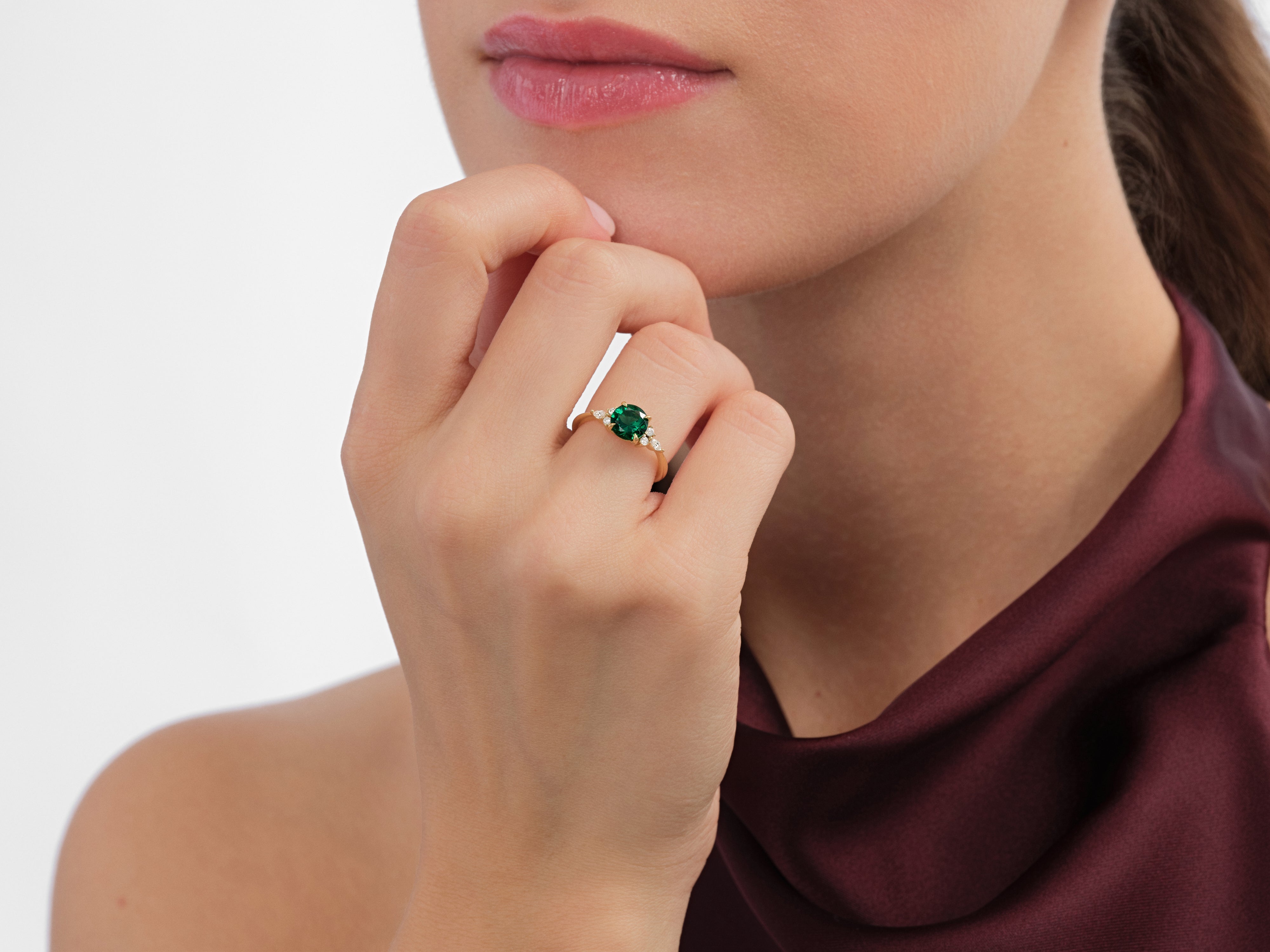 Cluster Gemstone Engagement Ring