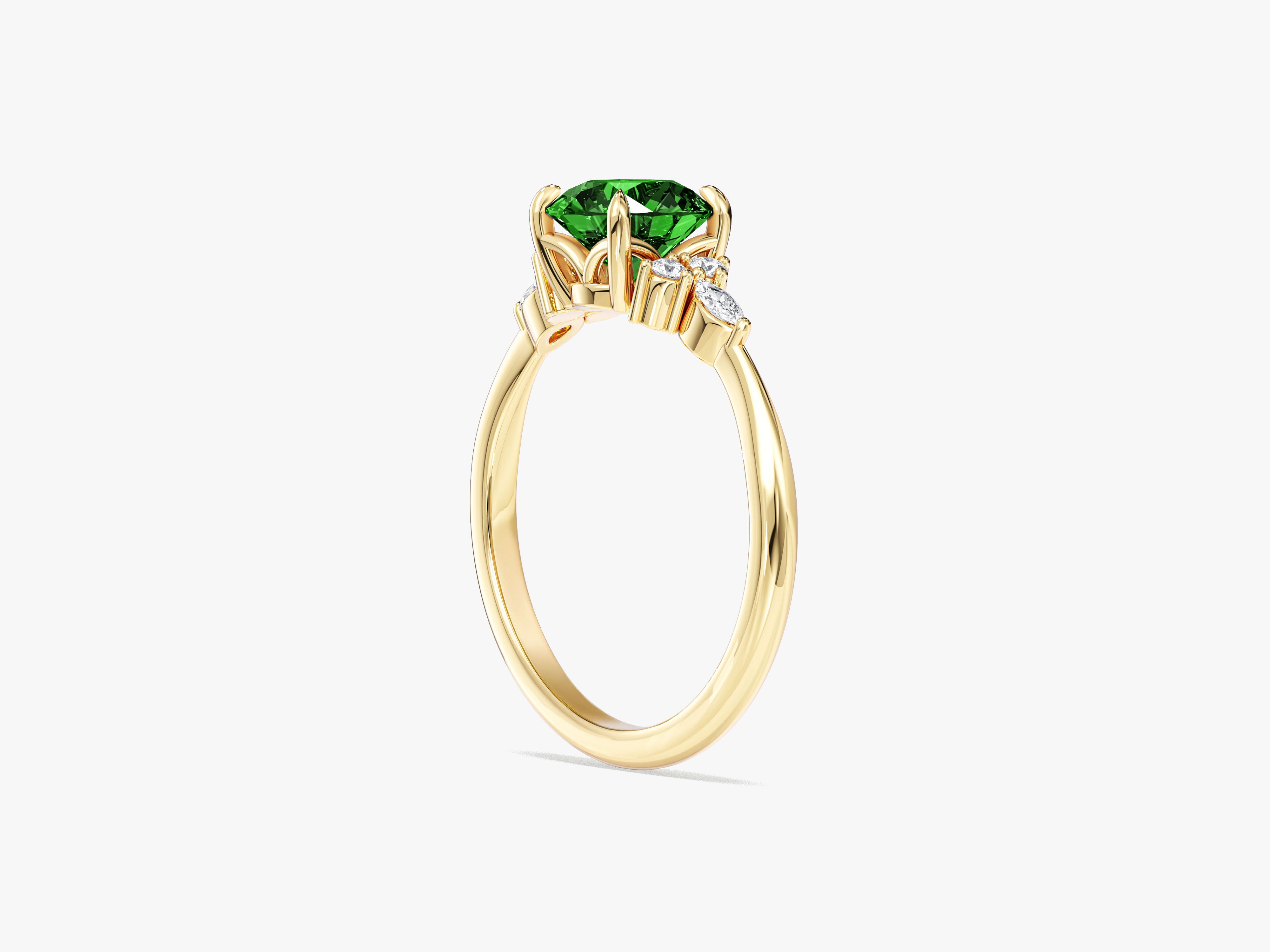 Cluster Gemstone Engagement Ring