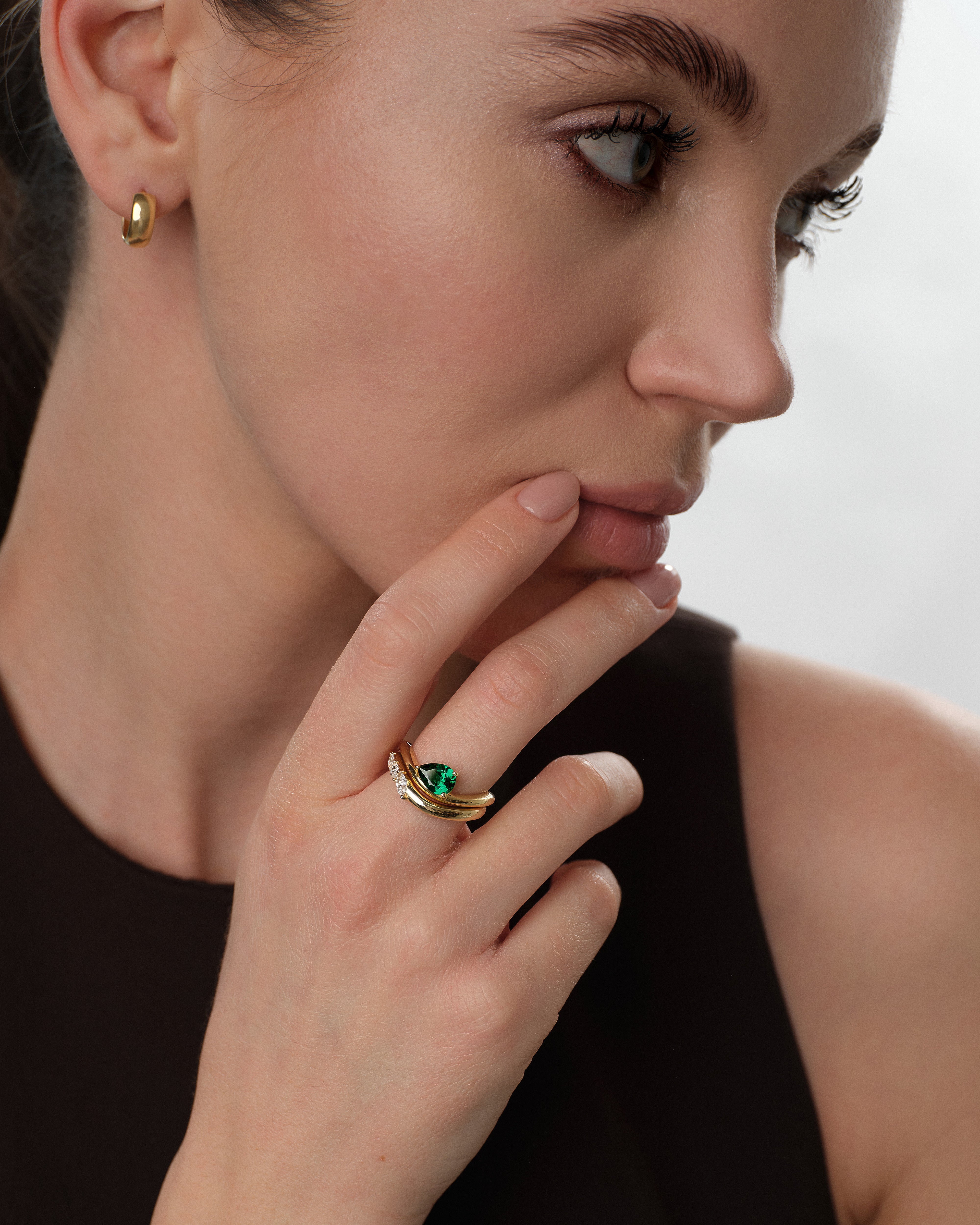 Curved Birthstone Ring