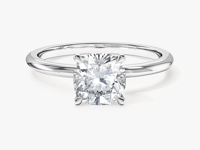 Cushion cut diamond engagement ring in white gold