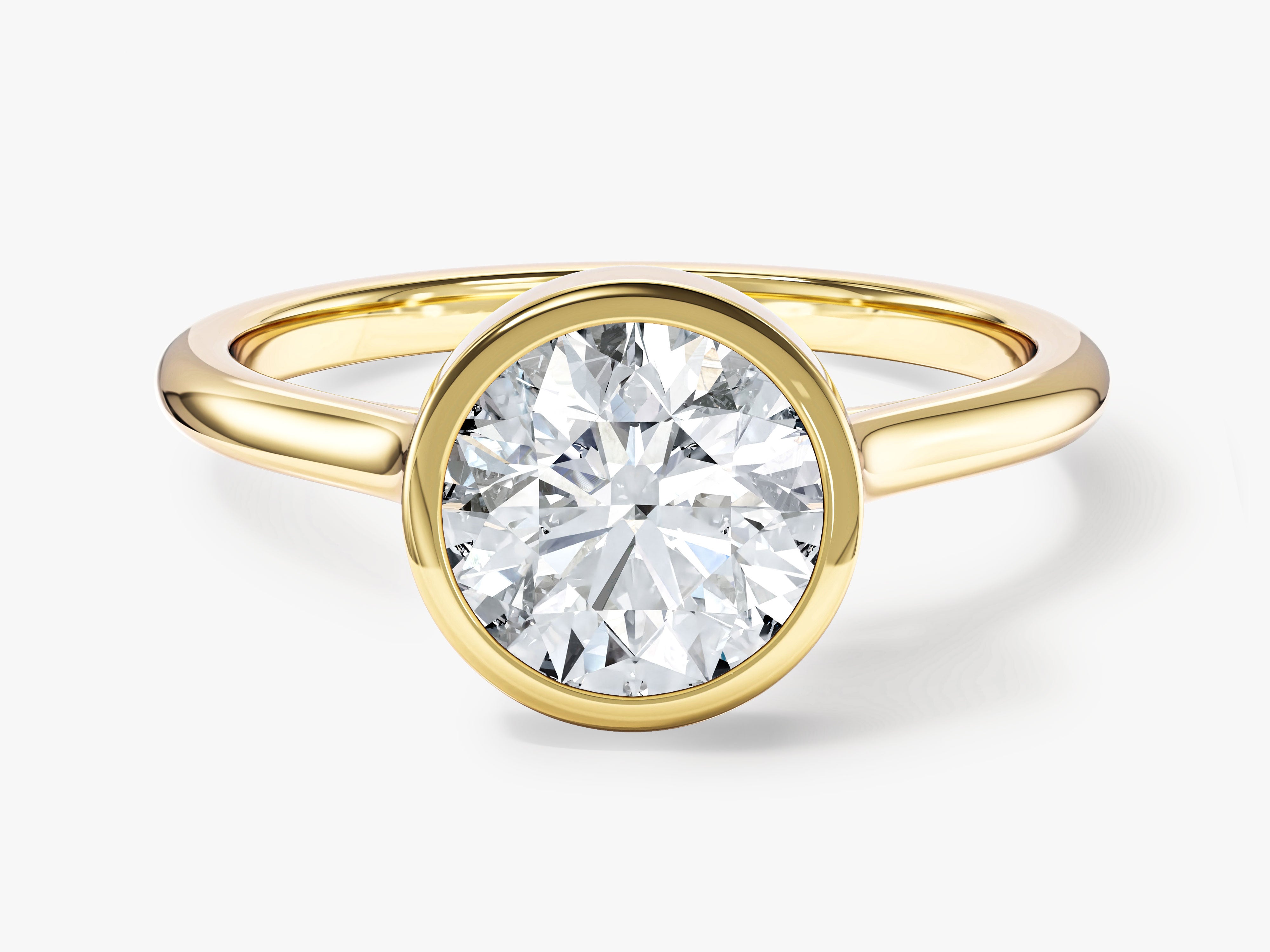 Gold bezel set diamond ring, fine jewelry, engagement ring