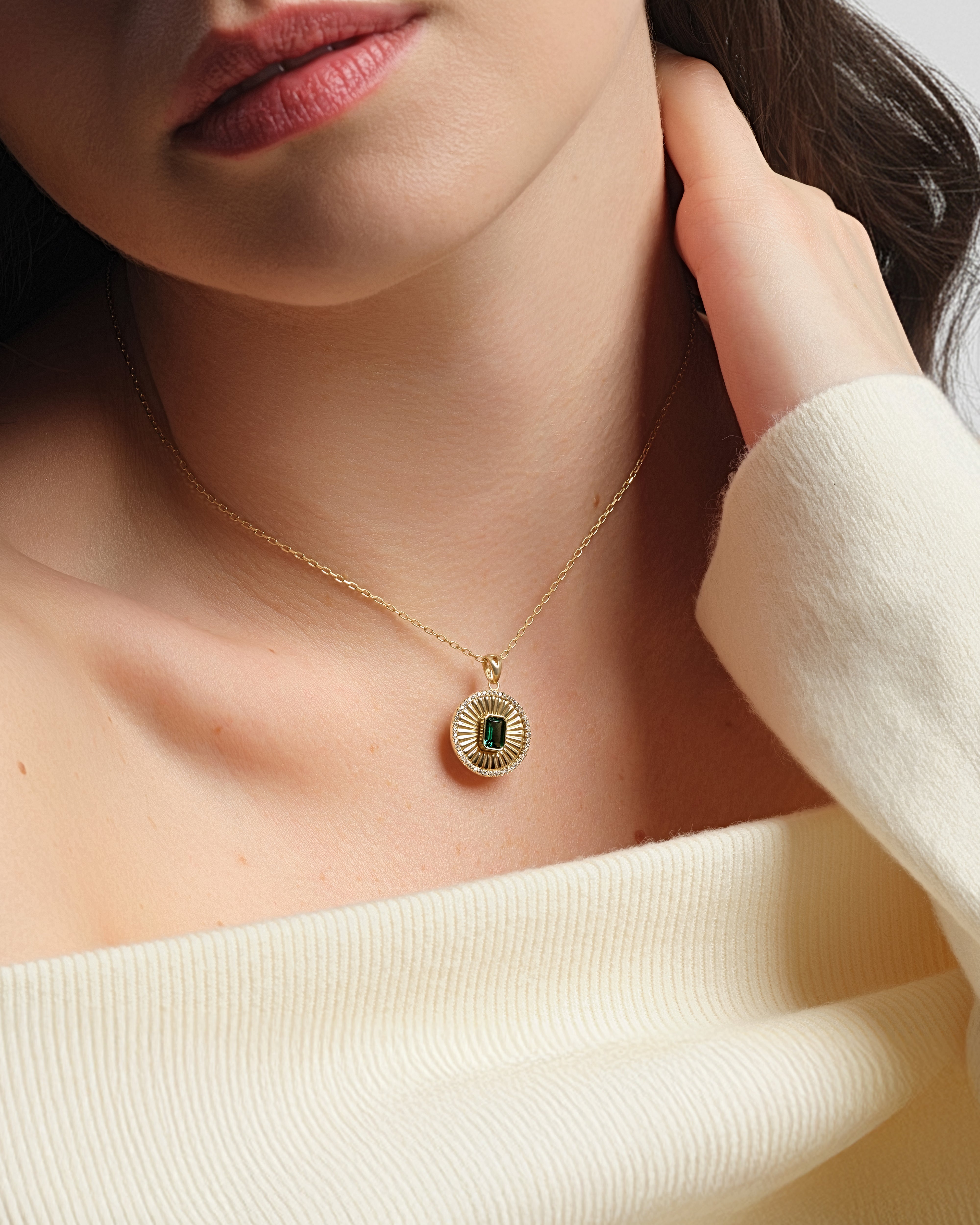 Sunburst Birthstone Pendant Necklace