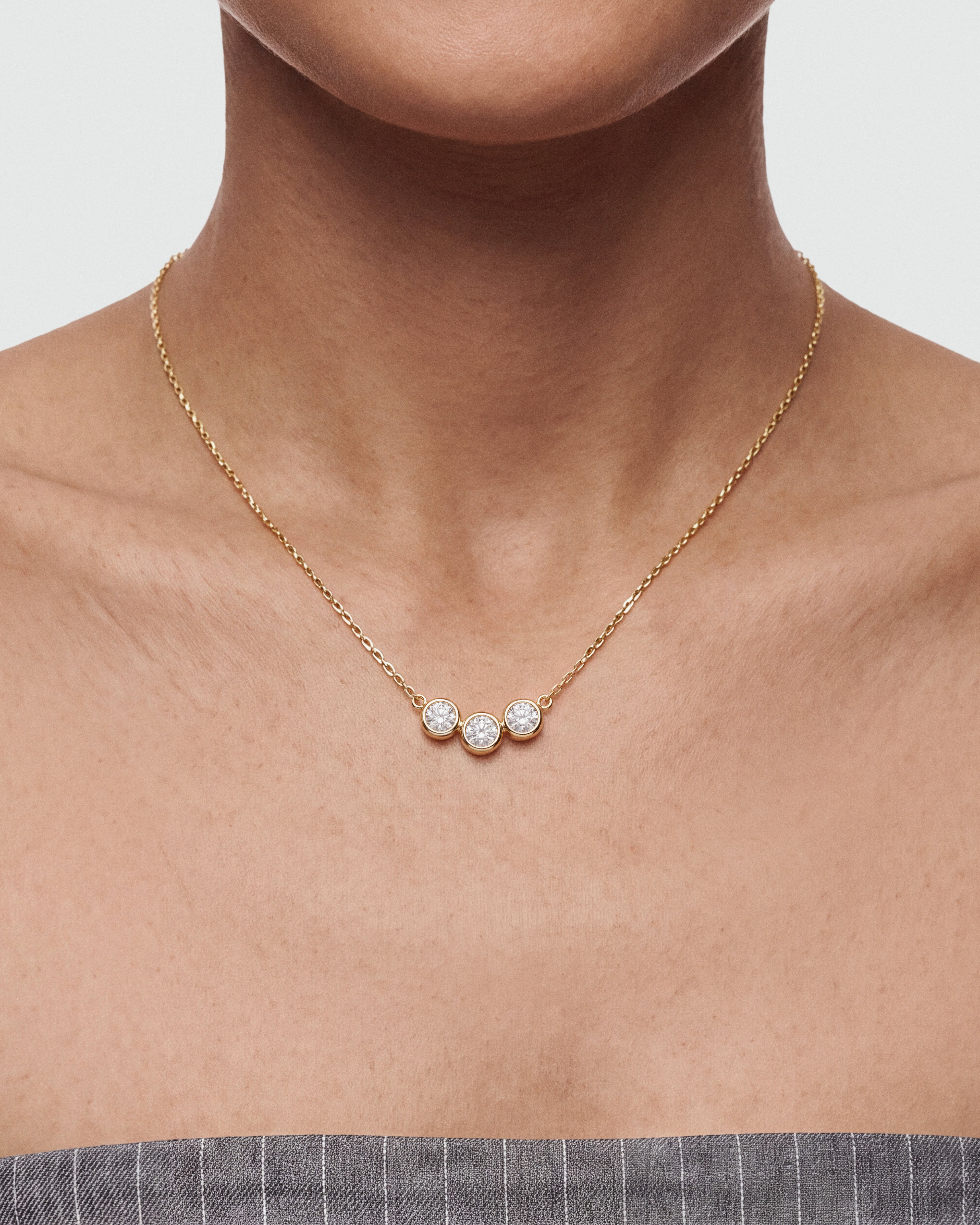 Trio-Bezel Set Necklace (0.75 CT)