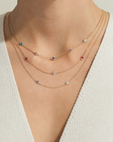 Bezel Set Birthstone Station Necklace
