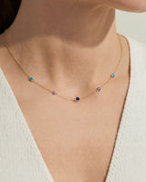 Bezel Set Birthstone Station Necklace