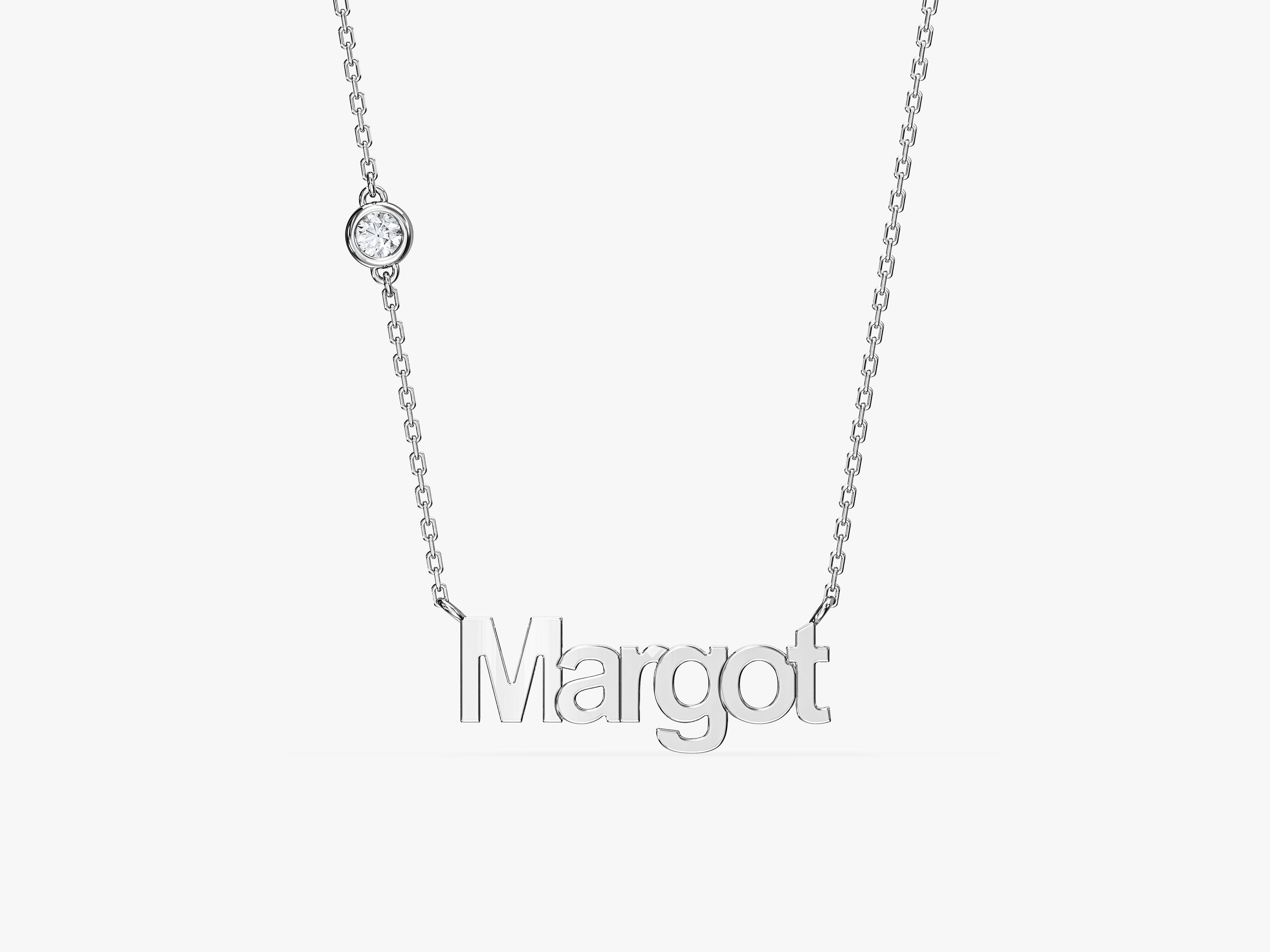 Silver Margot name necklace with diamond accent jewelry