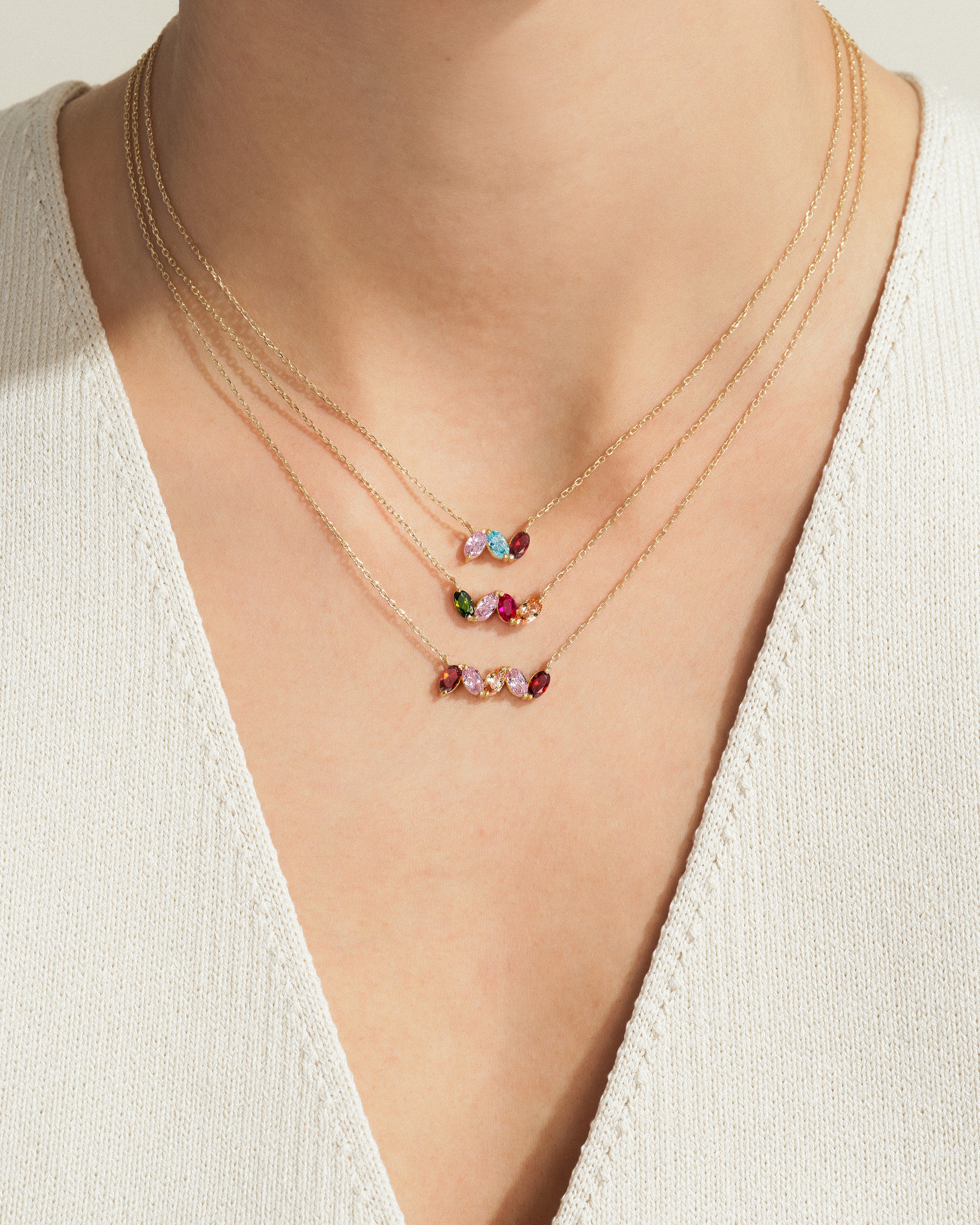 Oval Birthstone Family Necklace