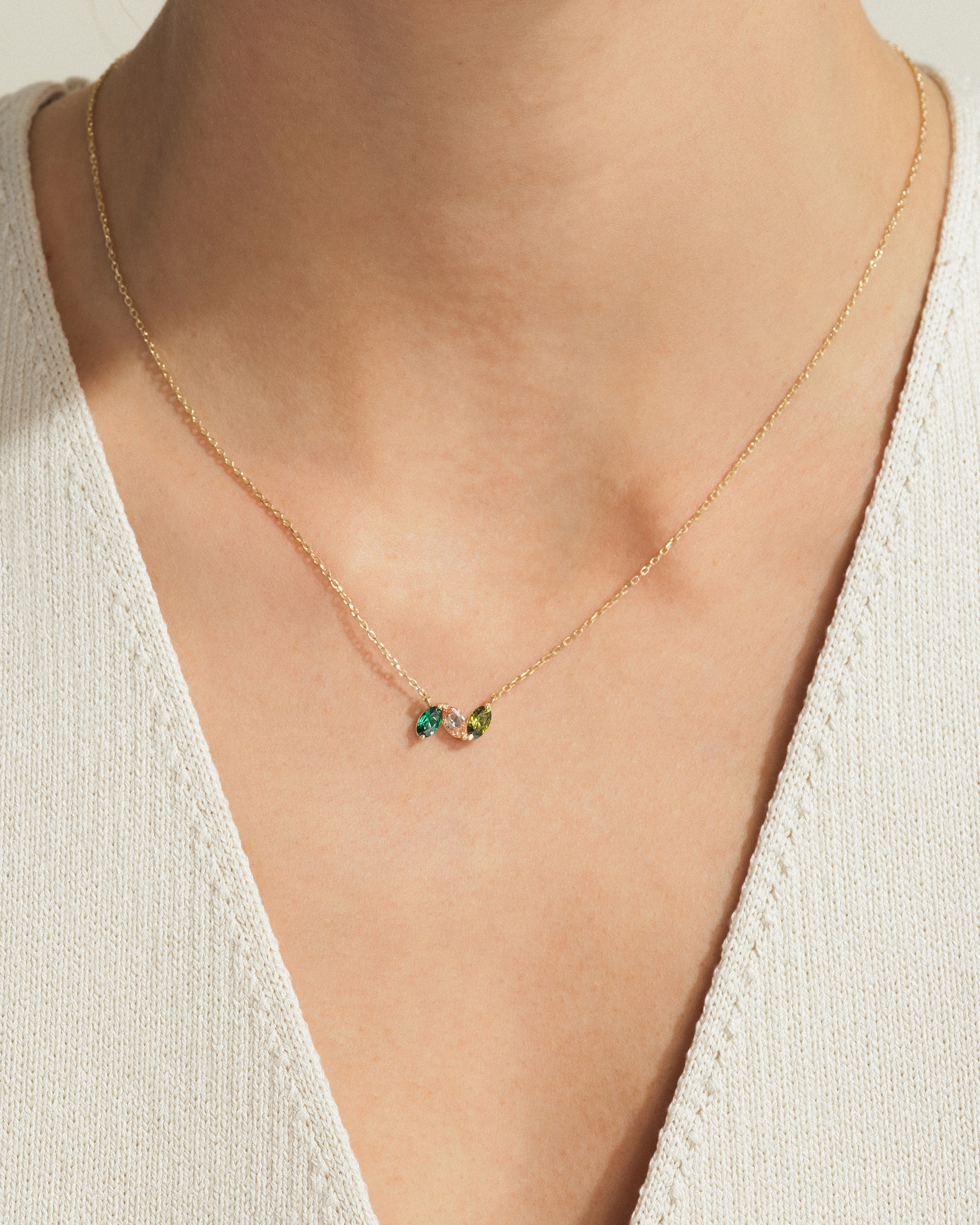 Oval Birthstone Family Necklace