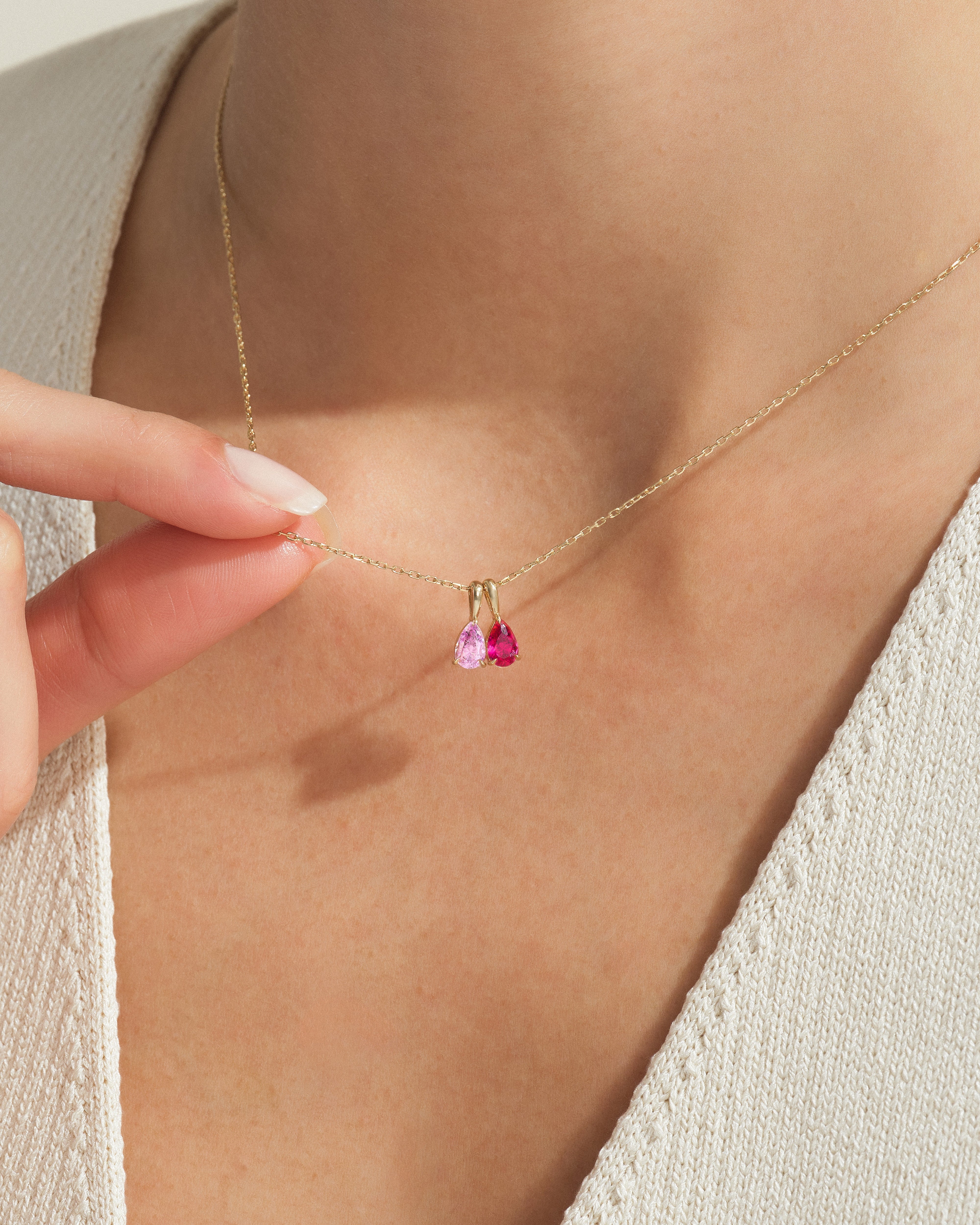 Pear Family Birthstone Necklace
