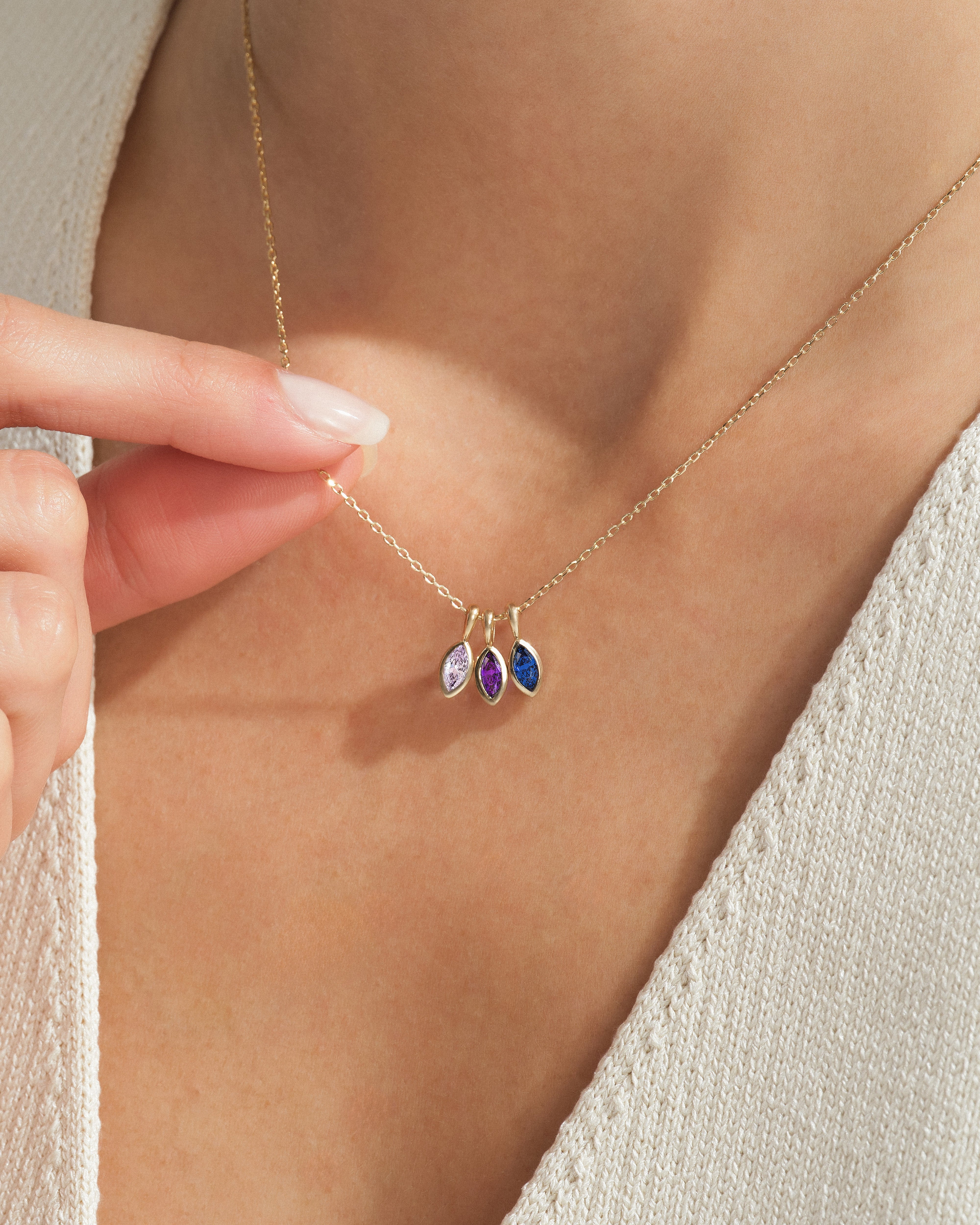 Marquise Family Birthstone Necklace