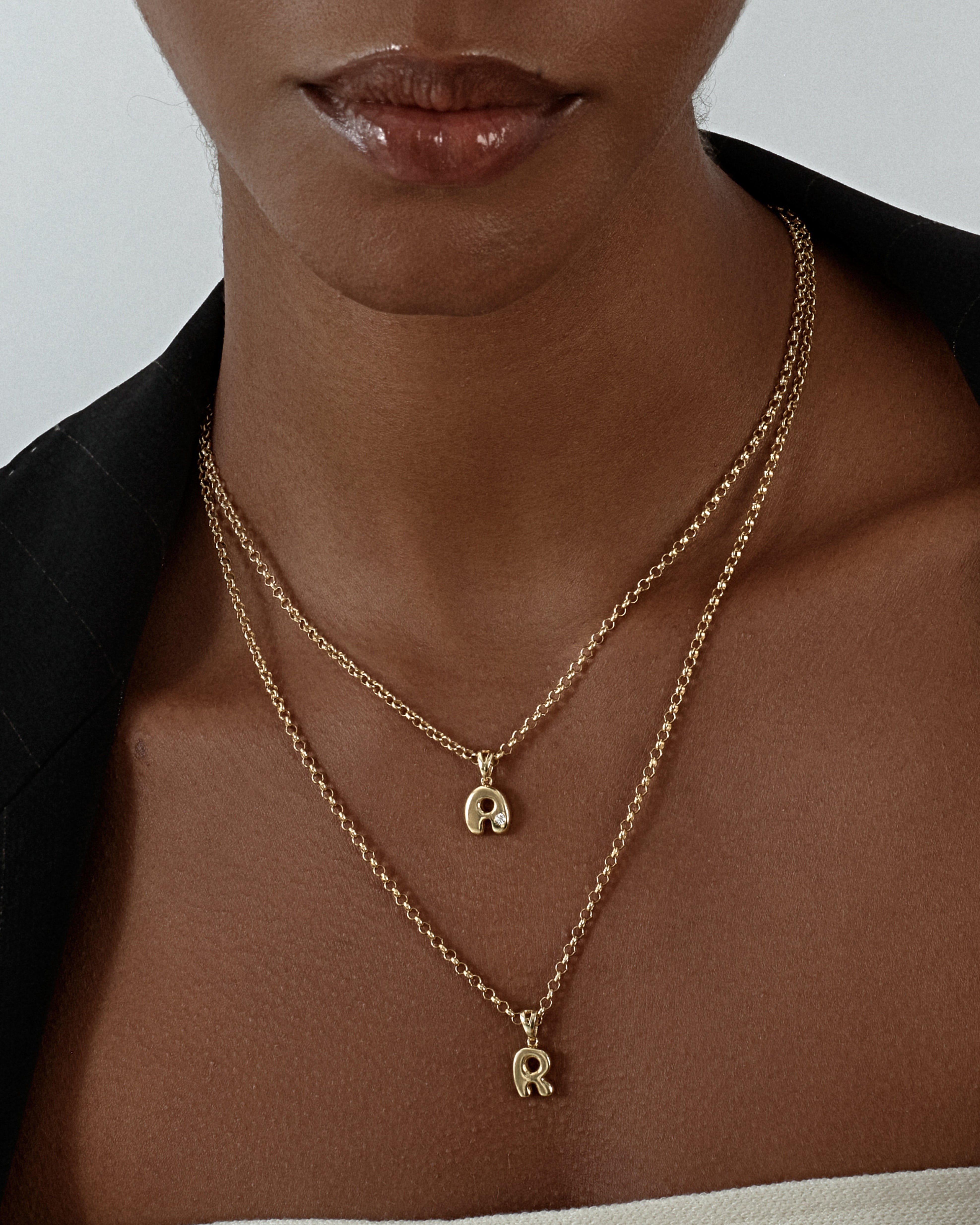 Bubble Initial Necklace with Gemstone