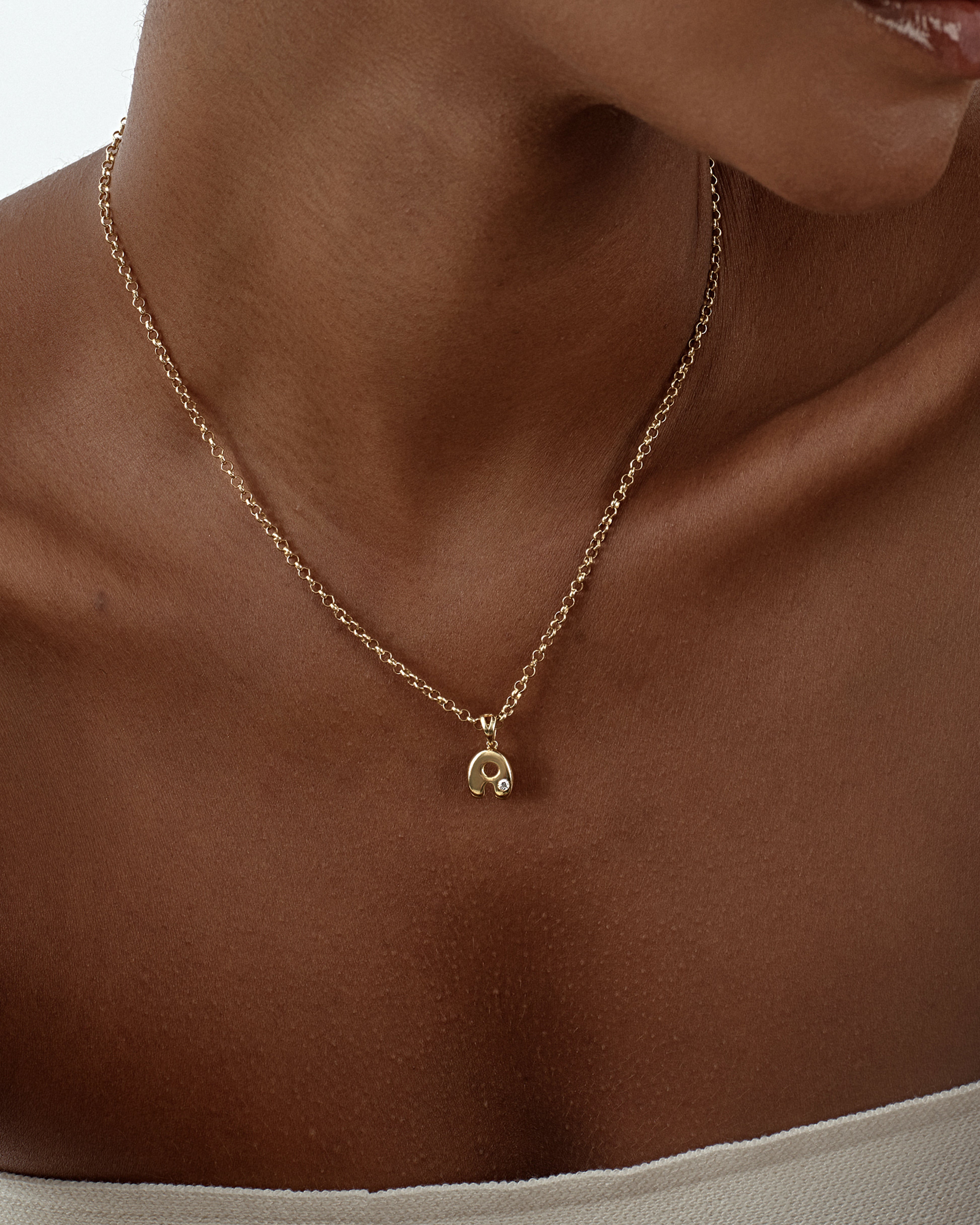 Bubble Initial Necklace with Gemstone