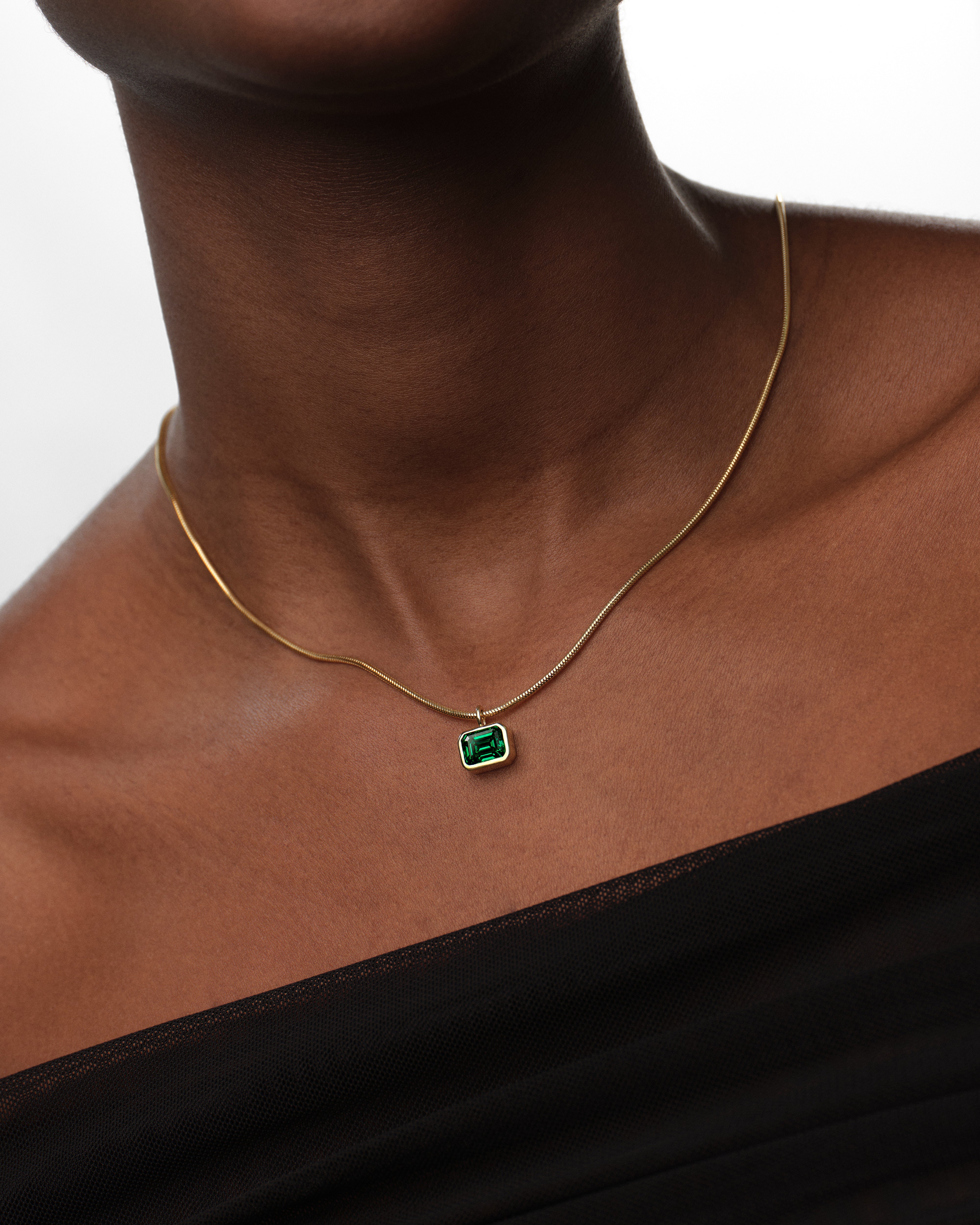 Emerald Cut Birthstone Necklace