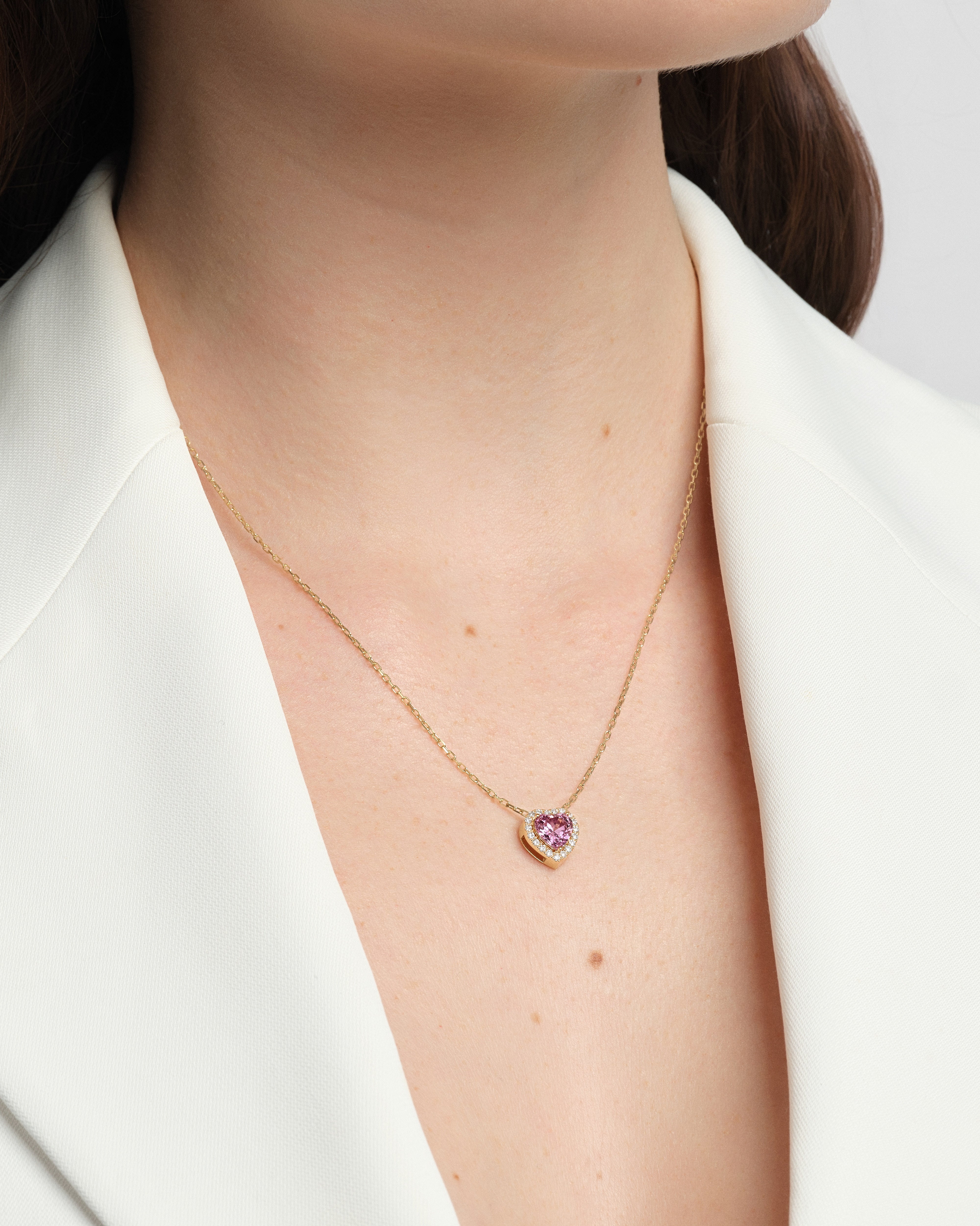 Halo Pink Heart Necklace