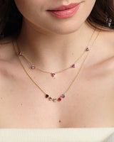 Heart Birthstone Station Necklace