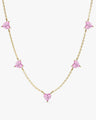 Heart Birthstone Station Necklace