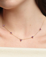 Heart Birthstone Station Necklace