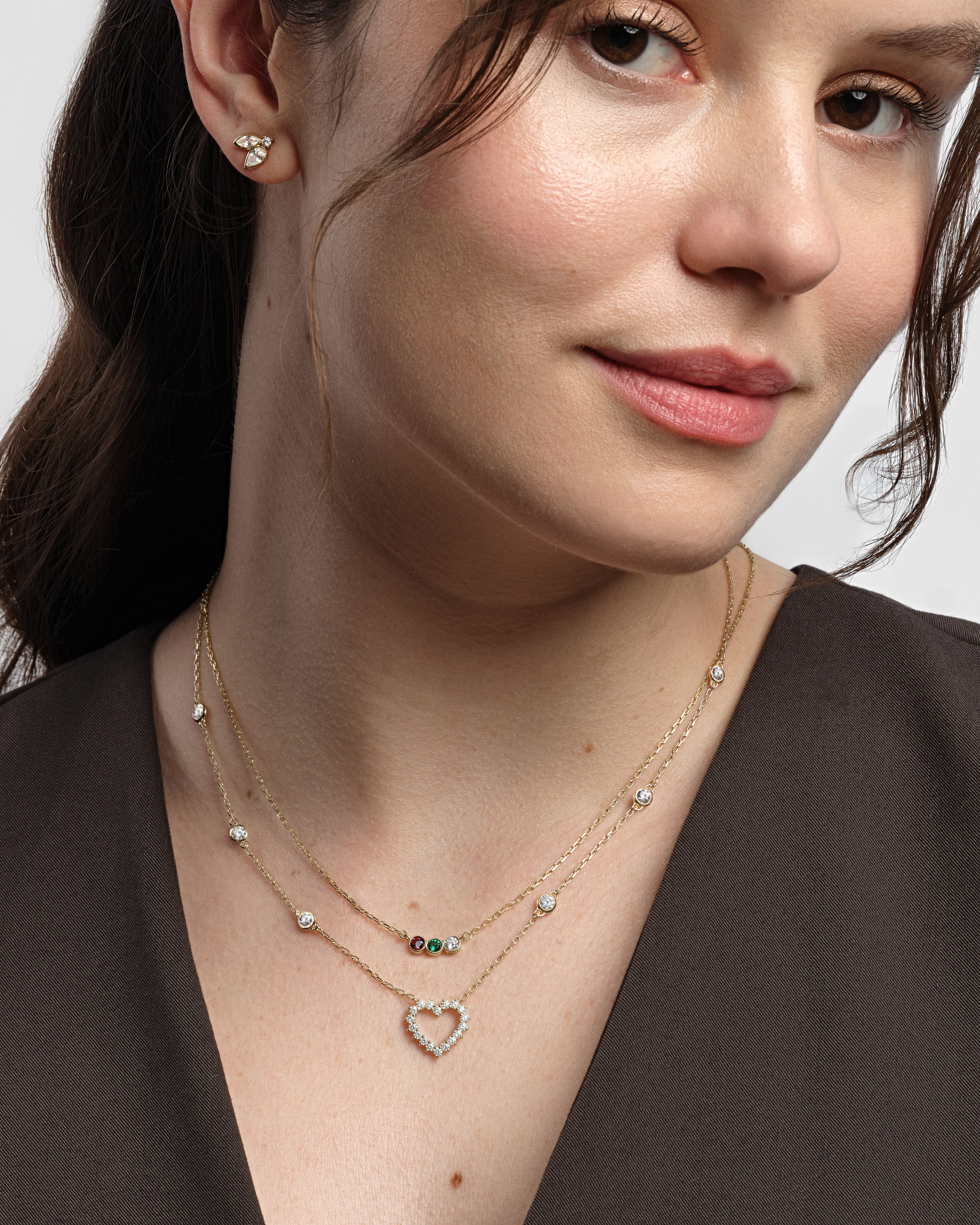 Heart Charm with Station Necklace