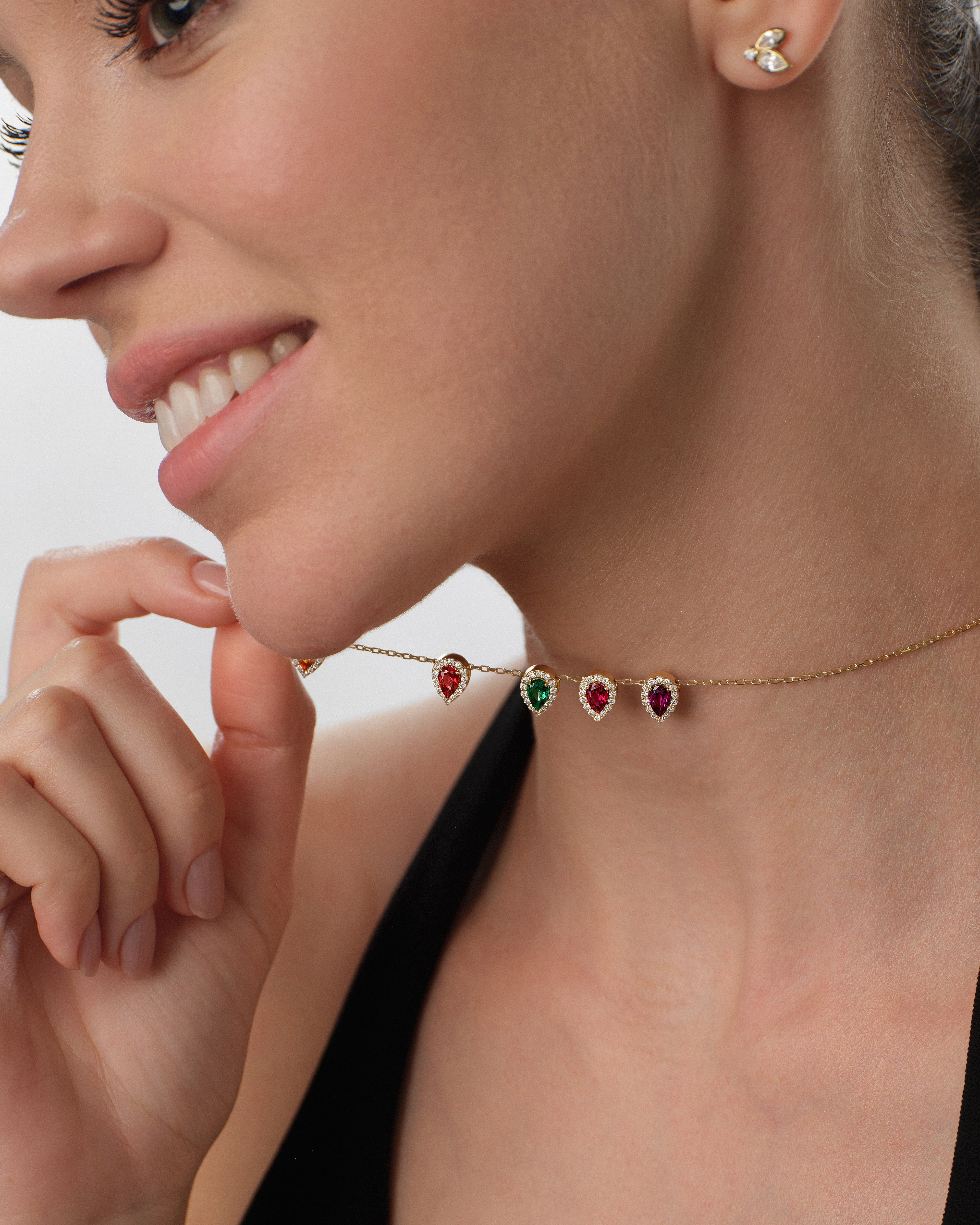 Halo Family Birthstone Necklace