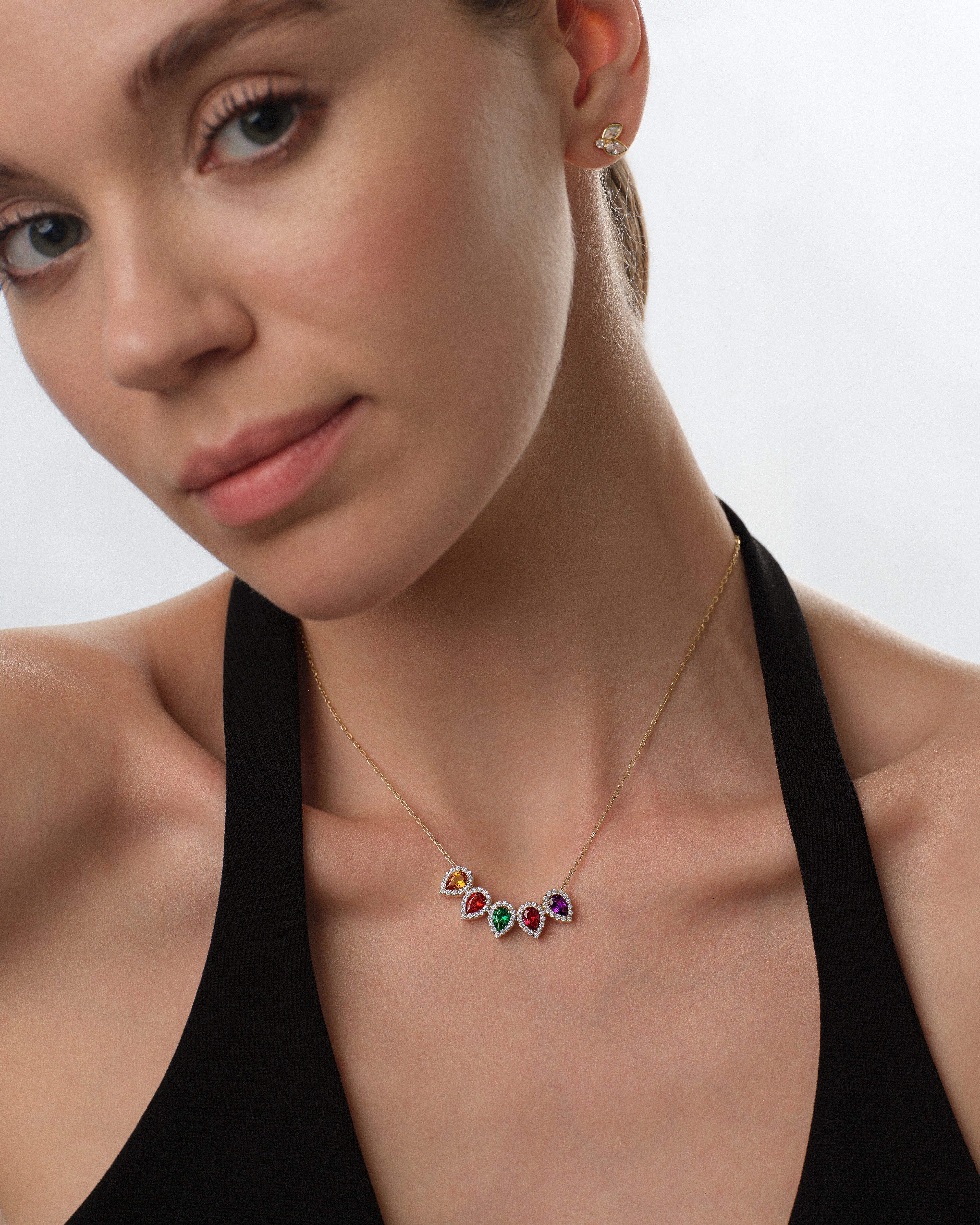 Halo Family Birthstone Necklace