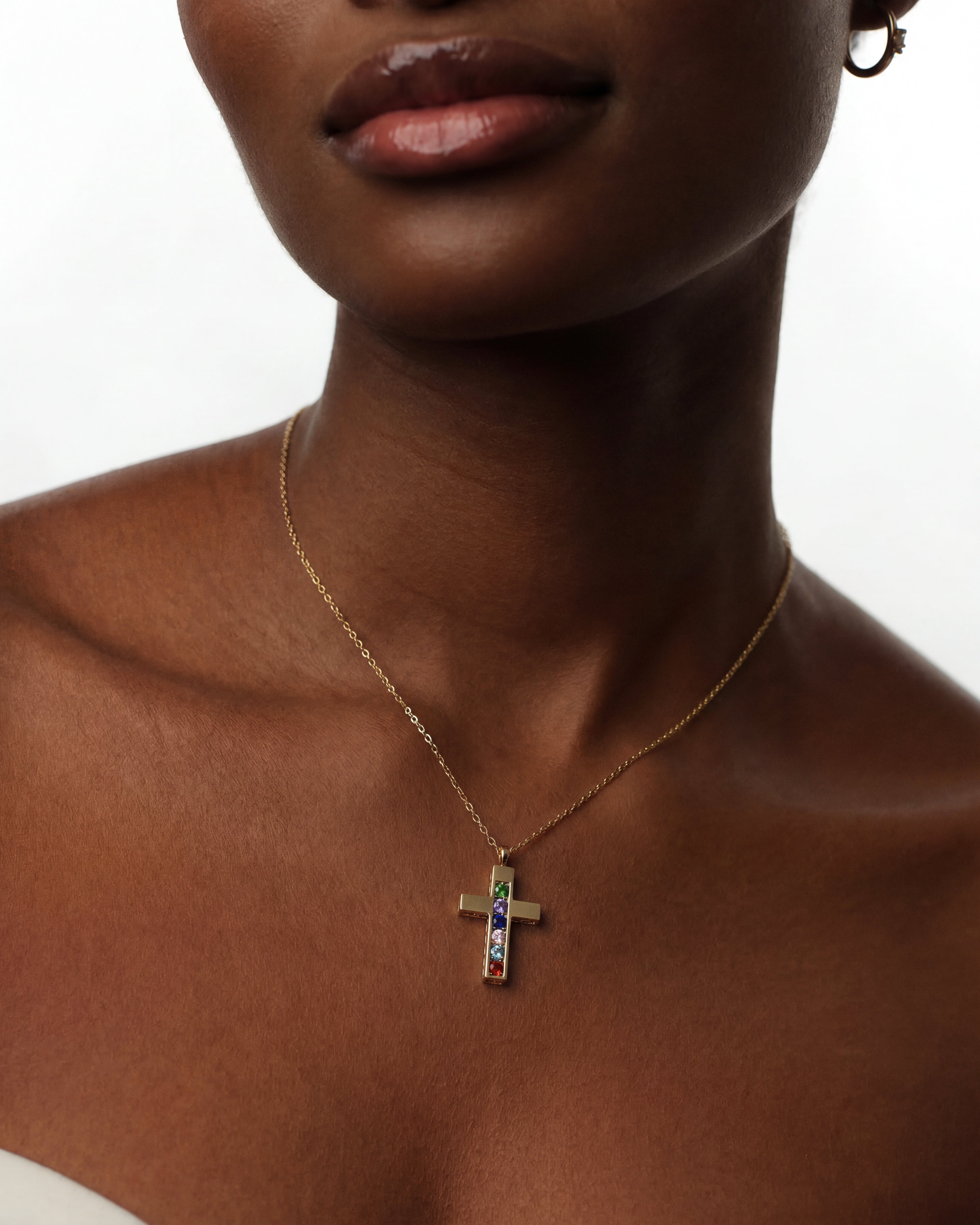 Cross Birthstone Necklace