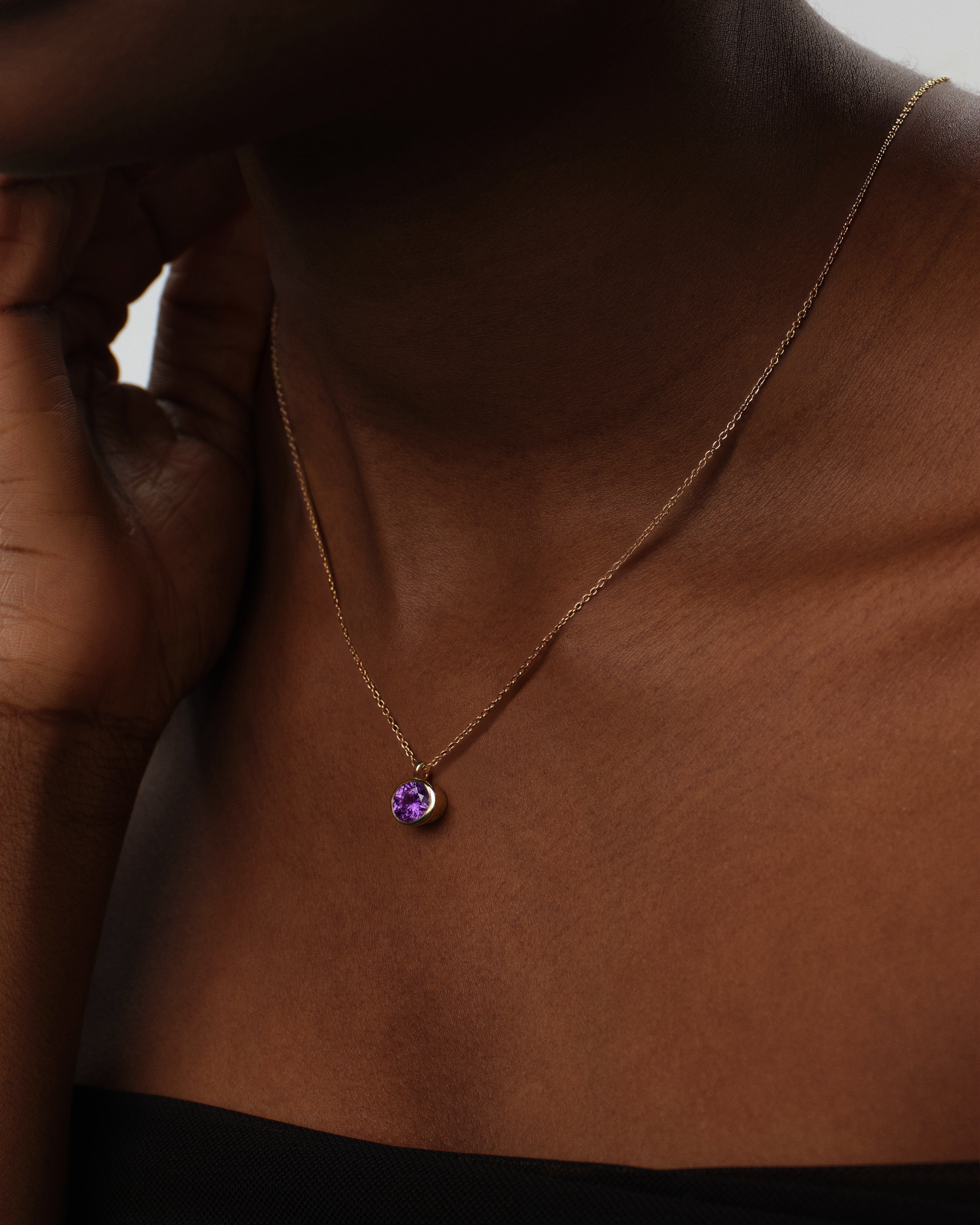 Solitaire Birthstone Charm Necklace