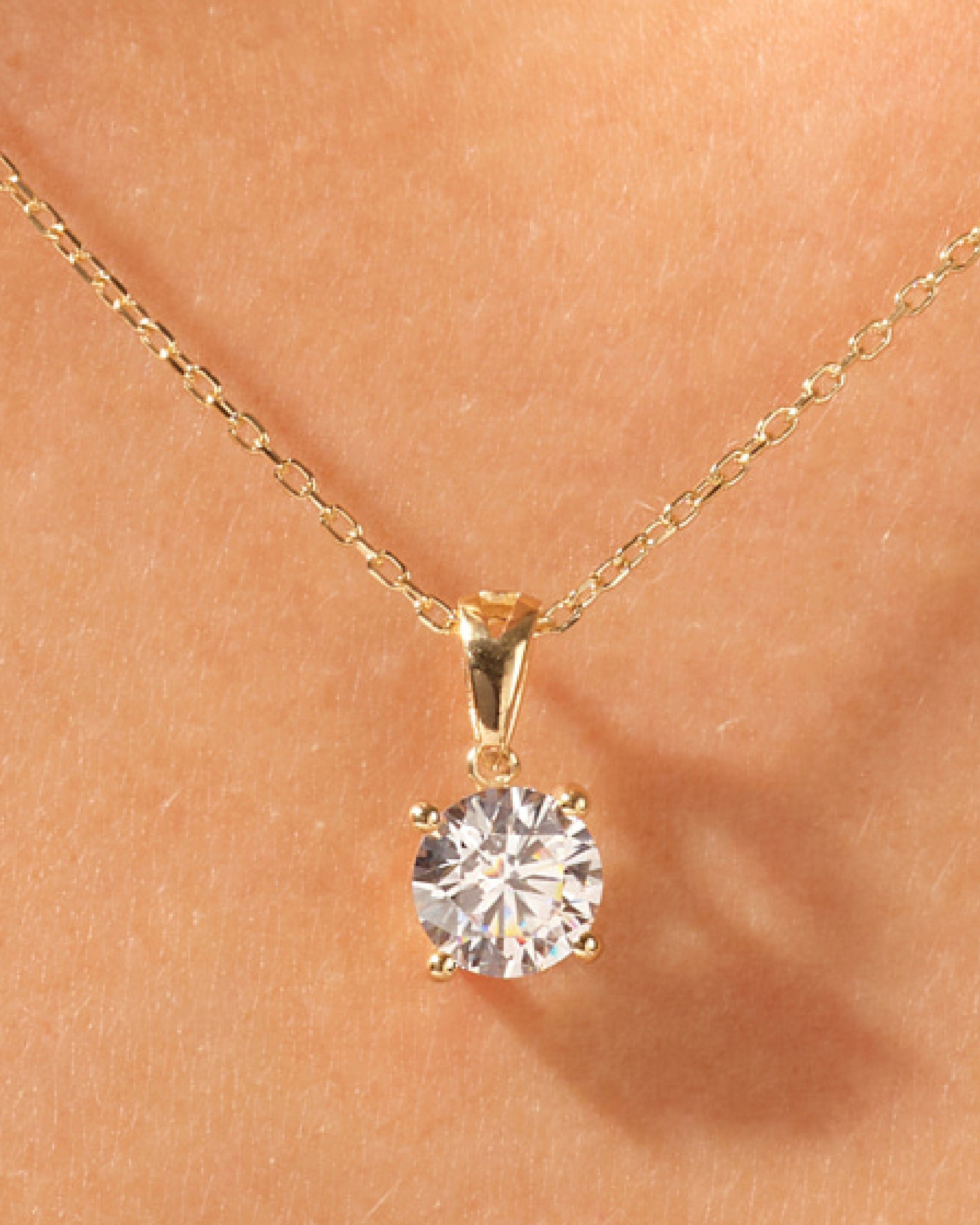 Gold necklace with diamond pendant, fine jewelry for women