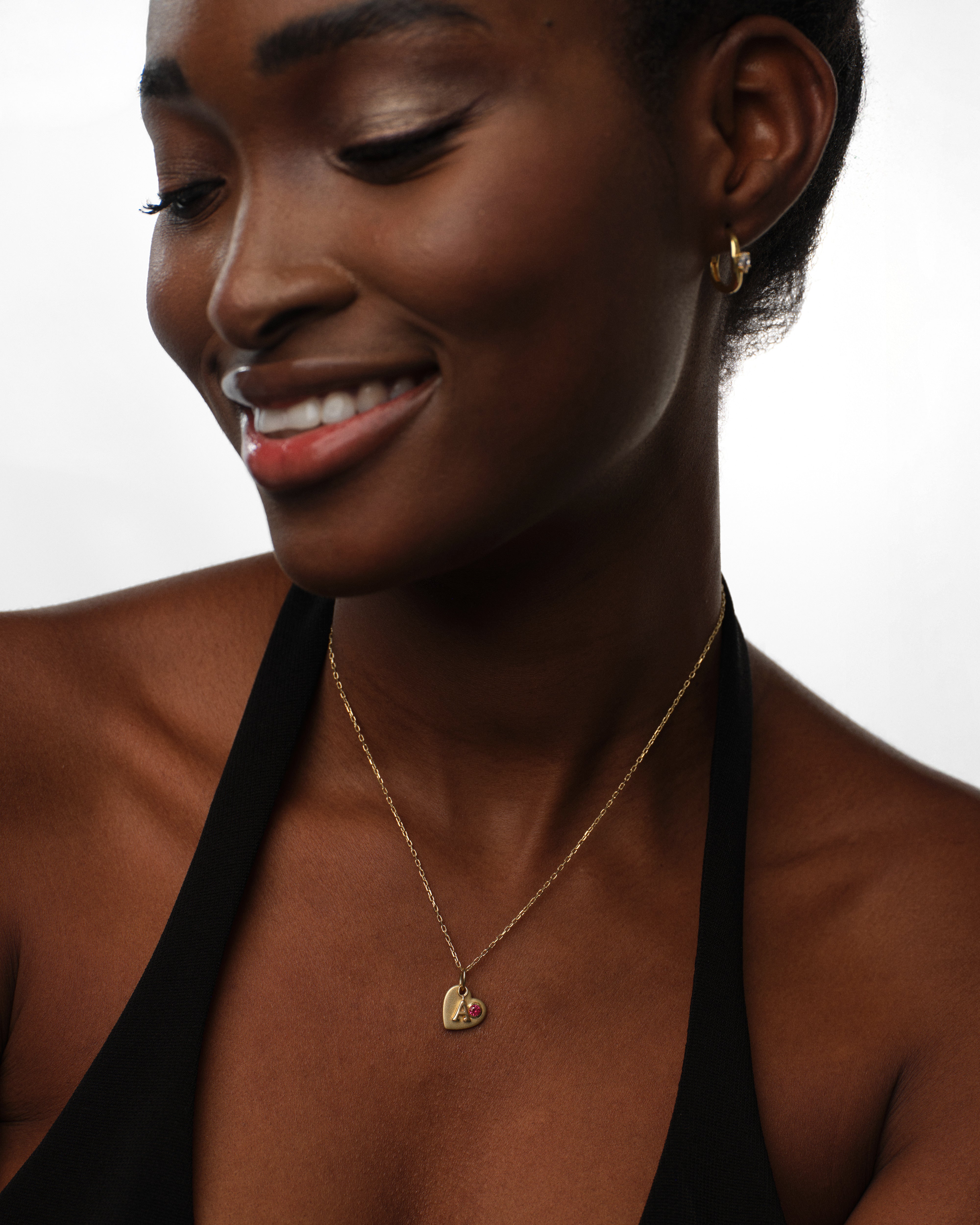 Initial Charm Necklace with Birthstone