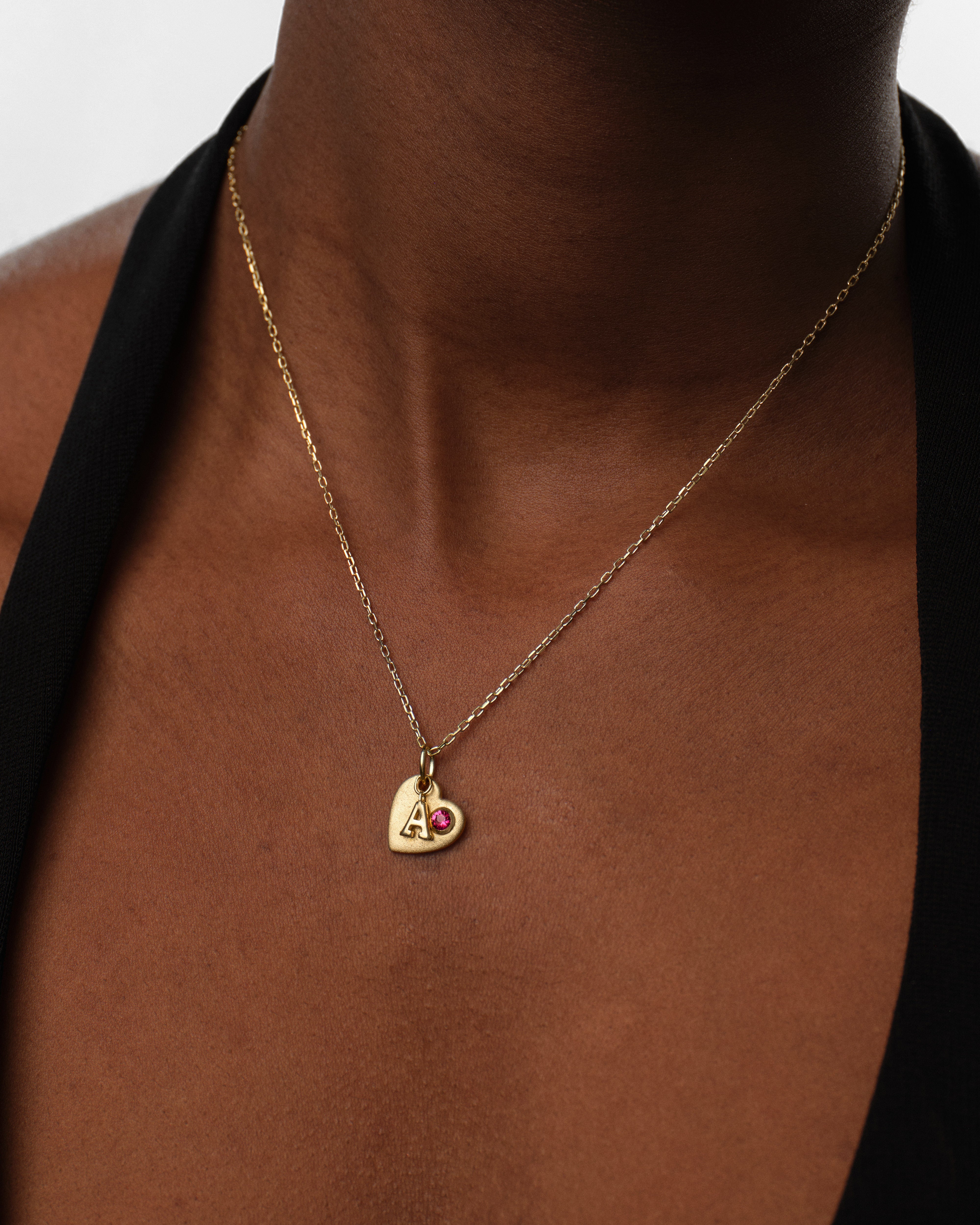 Initial Charm Necklace with Birthstone