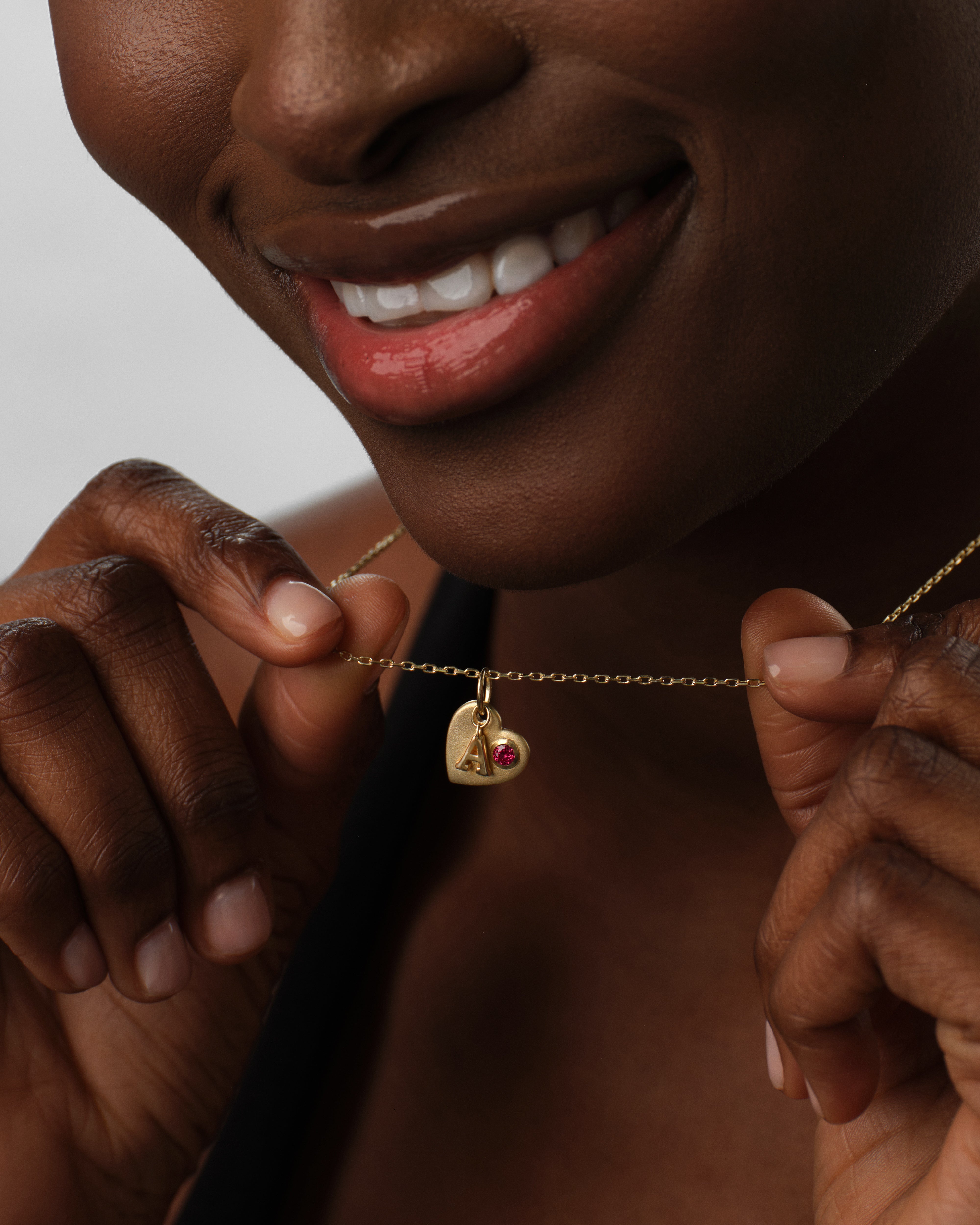 Initial Charm Necklace with Birthstone