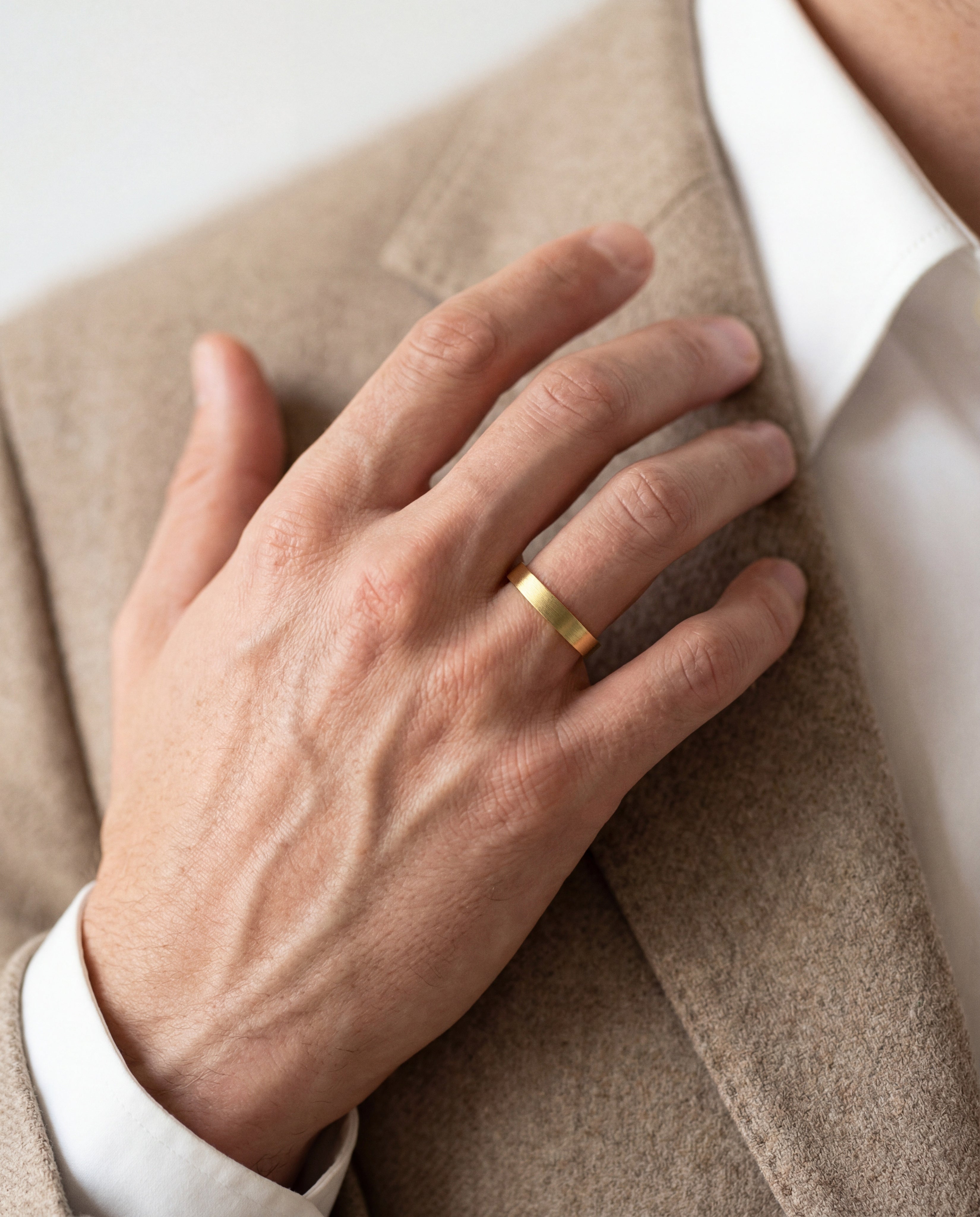 4mm Classic Flat Men's Wedding Band - Matte Brushed