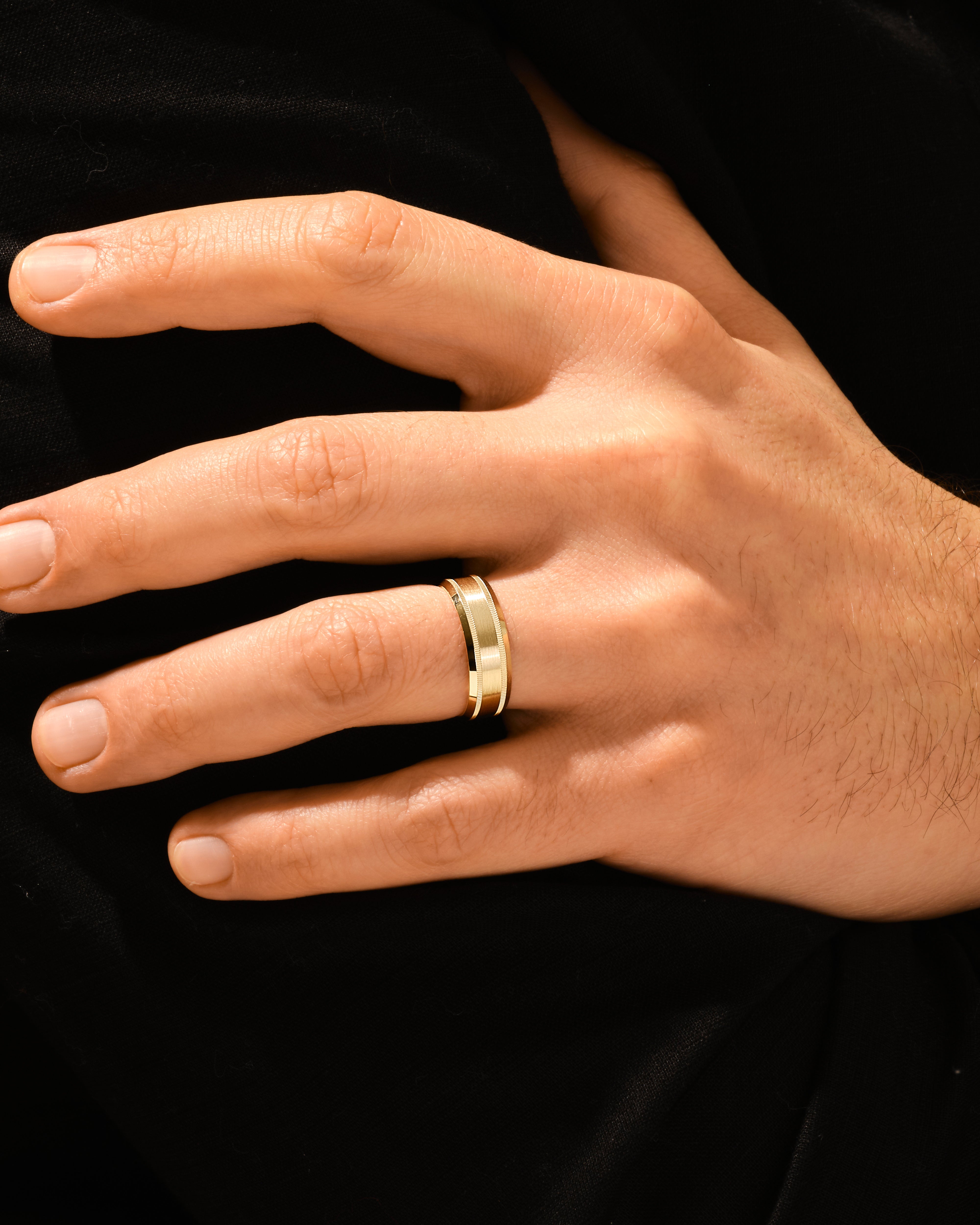 7mm Milgrain and Beveled Edge Men's Wedding Band
