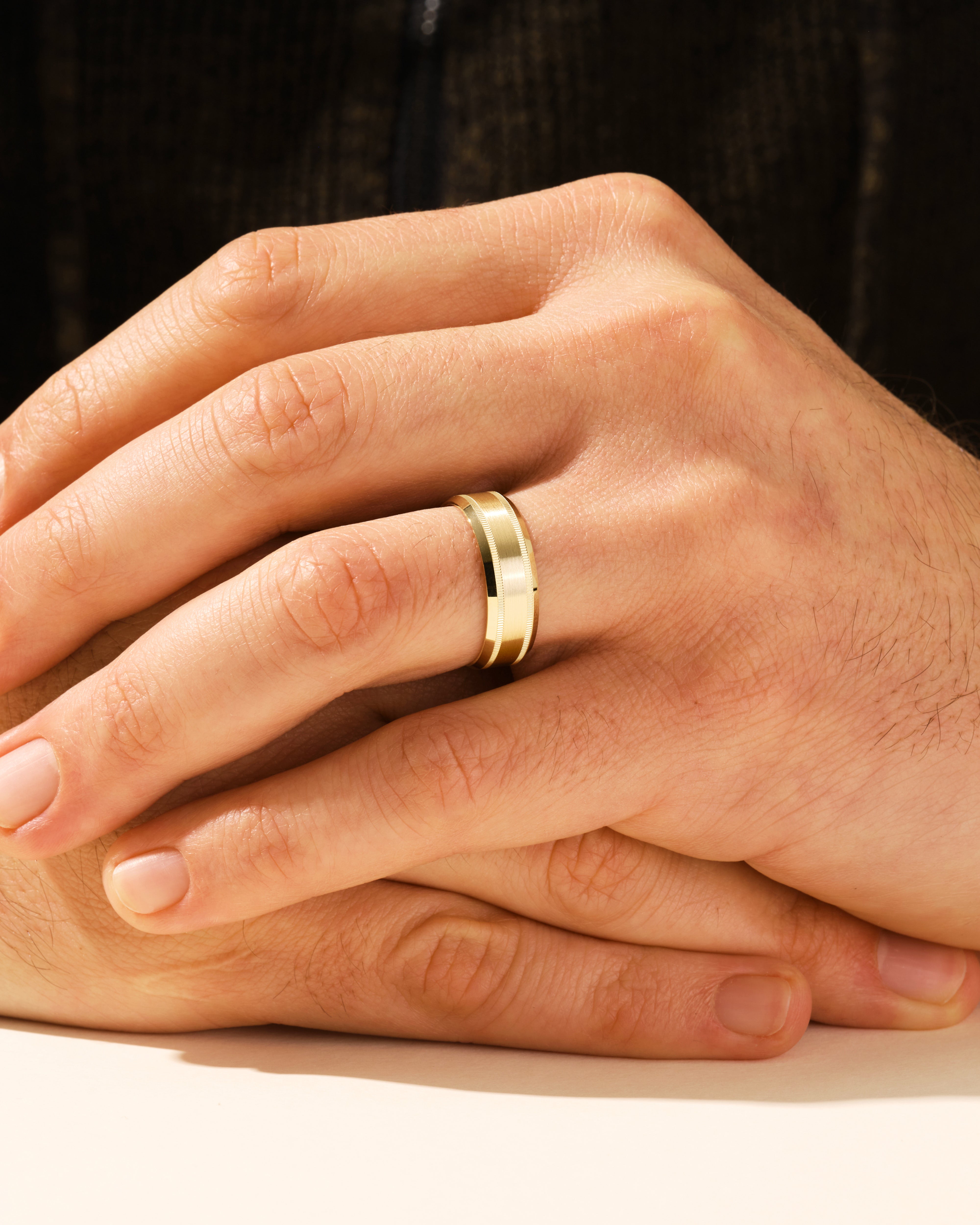 7mm Milgrain and Beveled Edge Men's Wedding Band