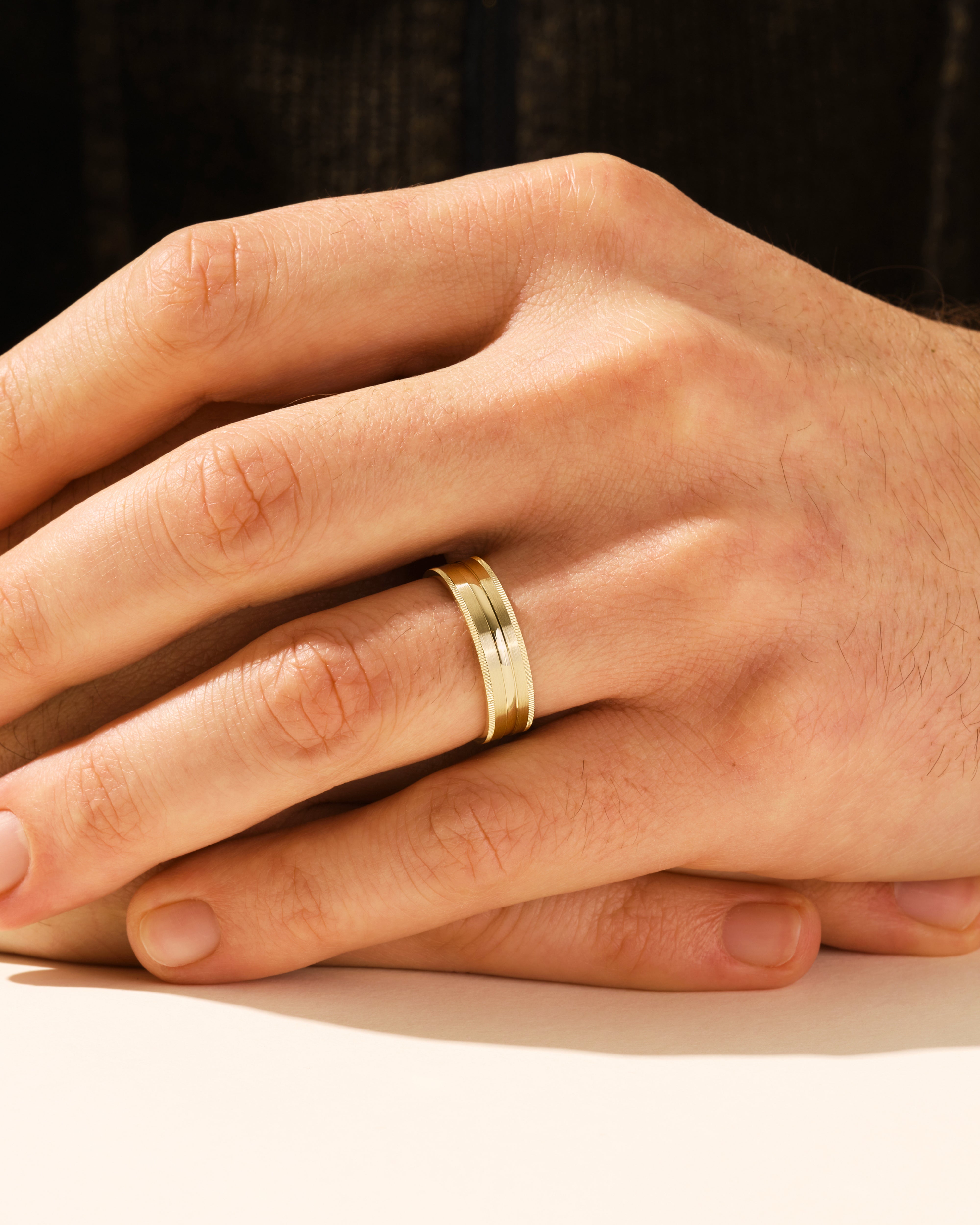 6mm Mid-Beveled and Matte Brushed Milgrain Men's Wedding Band