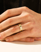 6mm Mid-Beveled and Matte Brushed Milgrain Men's Wedding Band