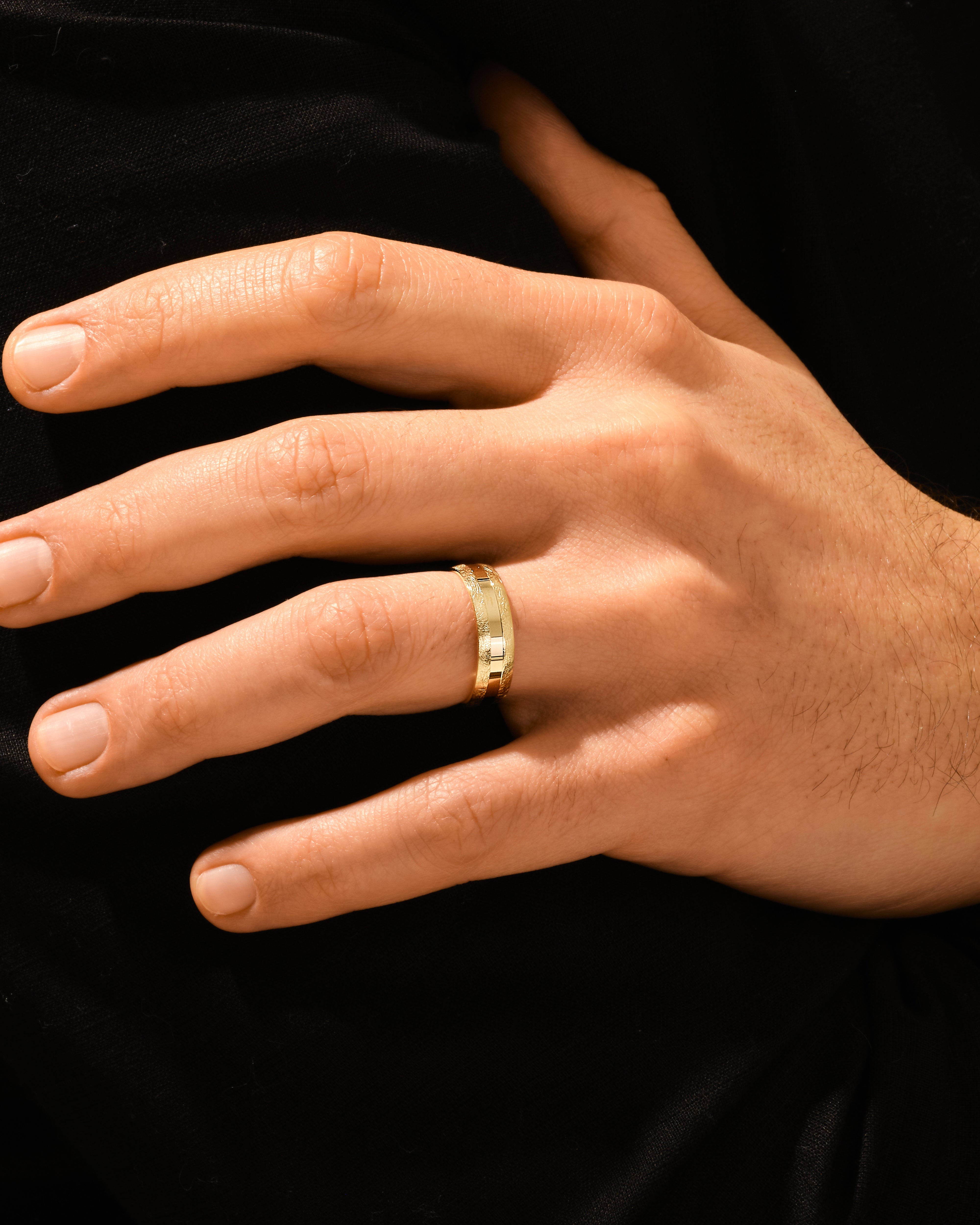 6mm Grooved Men's Wedding Band with Ice Matte Finish