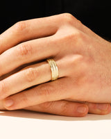 7mm Horizontal Thick Brushed and Double Grooved Men's Wedding Band