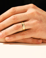 6mm Pave Set Nine-Stone and Beveled Edge Men's Engagement Ring (0.14 CT TW)