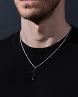 2.5mm Rope Chain Black Cross Necklace