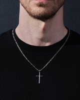 2.5mm Figaro Chain Cross Necklace