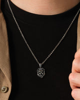 Oxidized Lion Head Pendant Necklace