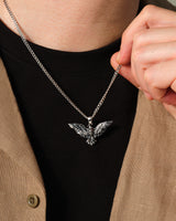 Oxidized Flying Eagle Pendant Necklace