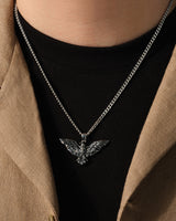 Oxidized Flying Eagle Pendant Necklace