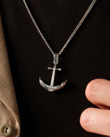 Textured Anchor Pendant Necklace